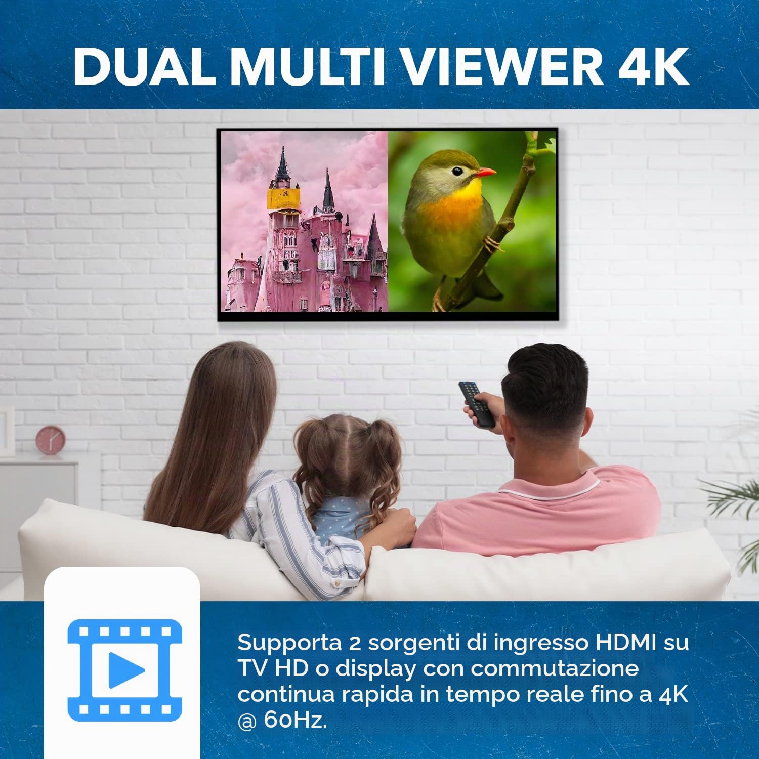 OREI 4K HDMI Multi Viewer 2 in 1 Out Switcher 2 porte Seamless IR Remote Support 4K @ 60Hz 1080P per PS4/PC/DVD/telecamera di sicurezza Interruttore HDMI Uscita audio ottica L/R - (UHD-201MV)