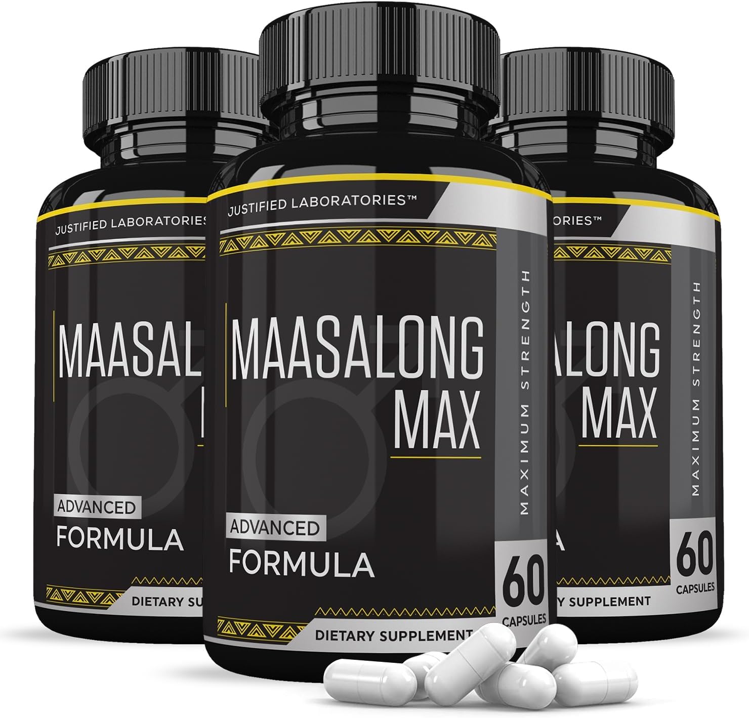 Justified Laboratories (3 Pack Maasalong Max 1600MG Advanced Men's Health Masalong Formula 180 Capsules