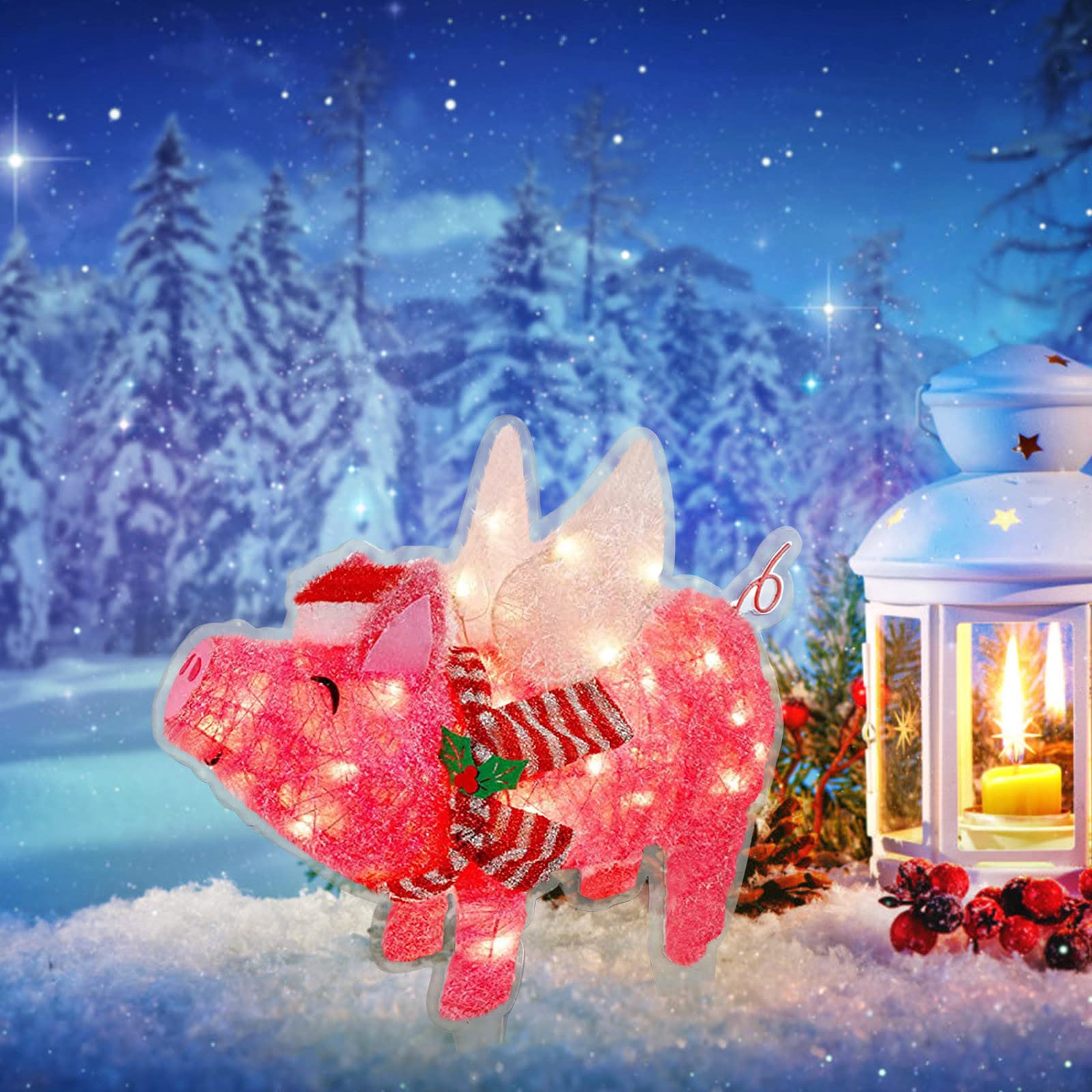 Flying Pig Christmas Yard Decoration 