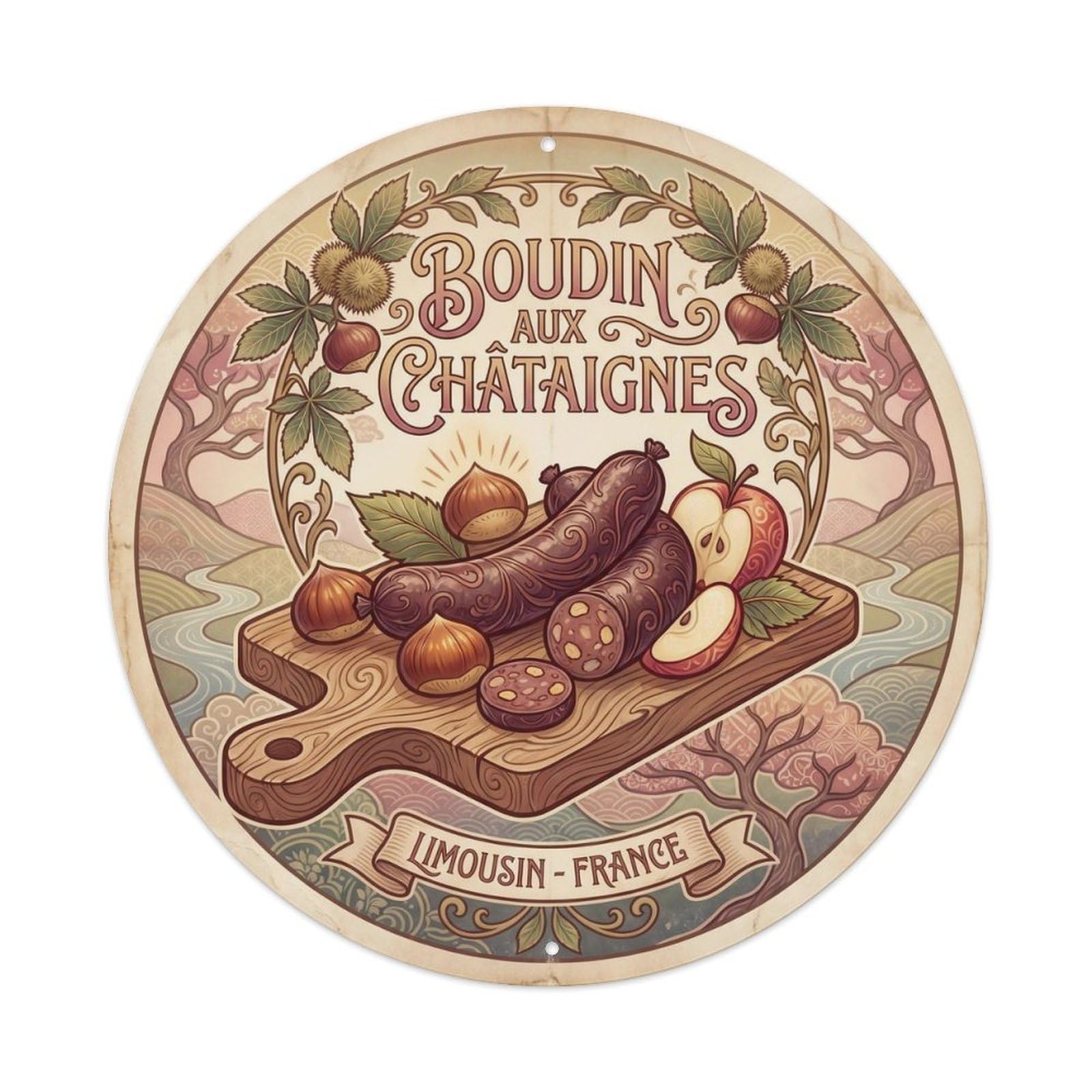 French Chestnut Boudin Culinary Heritage Metal Tin Sign