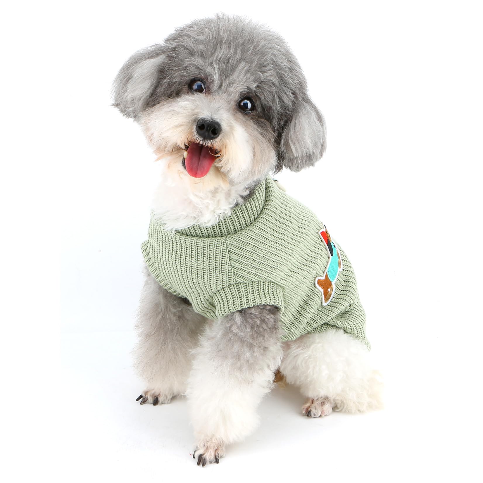 XHYRHTS Pull tricoté pour Petit Chien - Pull Extensible pour Animal Domestique - avec Anneau en D et Motif Chien - Chaud et Solide - Veste d'hiver et d'automne - Vêtements pour Chihuahua