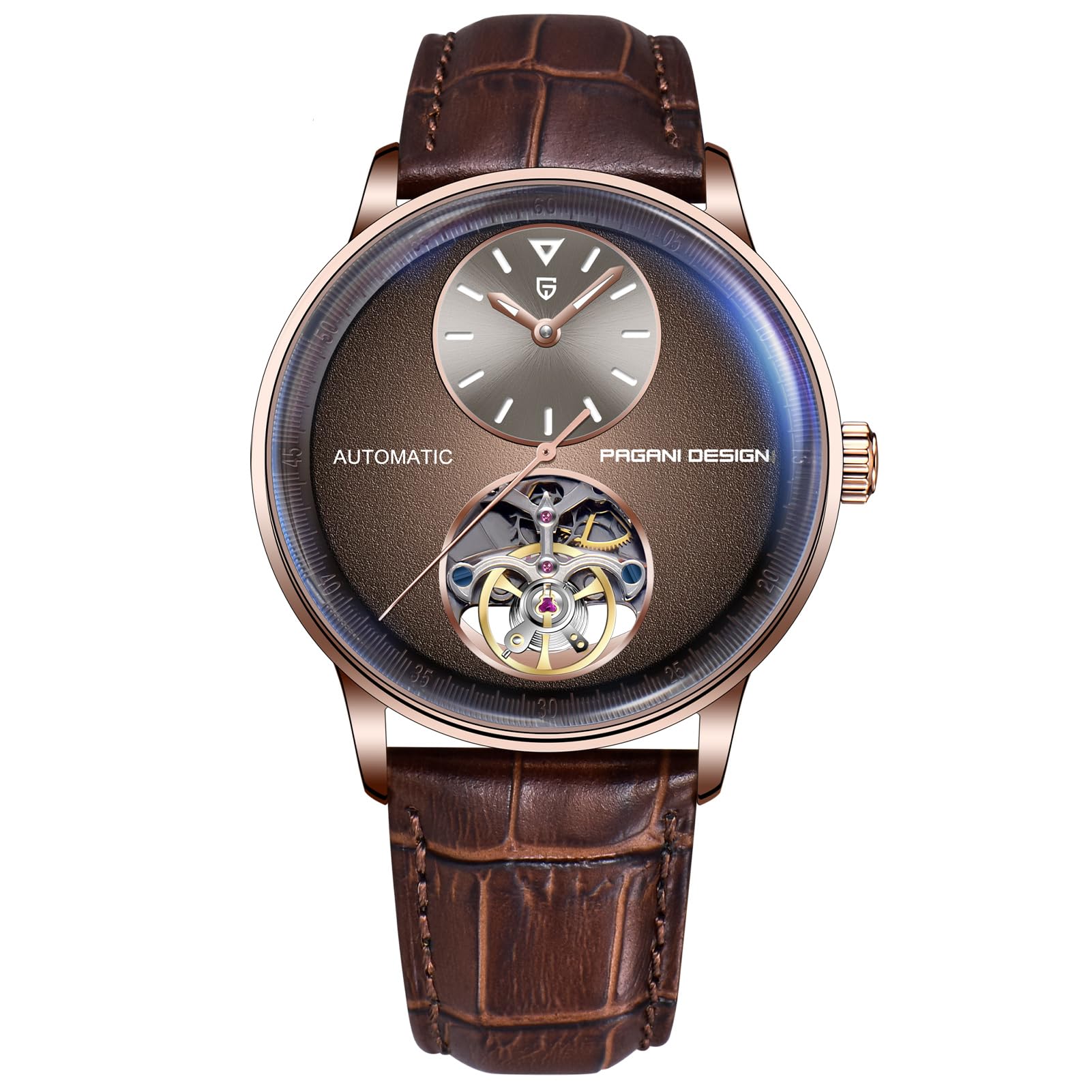 Pagani Design Reloj Automático Mecánico para Hombre - Movimiento Esqueleto Visible Acero Inoxidable 316L 42mm Resistente al Agua 100m (10ATM) Premium Cristal de Zafiro