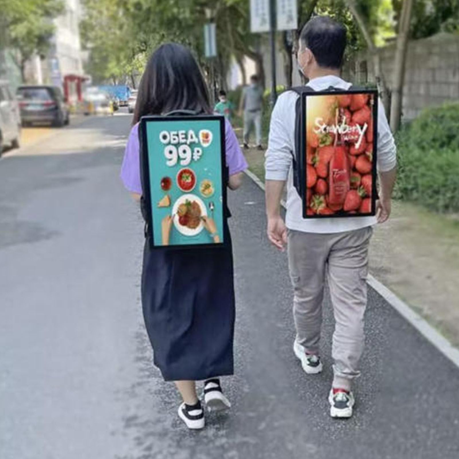 OzcNykt 21.5in Digital Backpack,with 1920 * 1080 Lcd Touchscreen,and has 1GB RAM + 32GB storage, for Portable Video Advertising Player USBFlashDriveModel