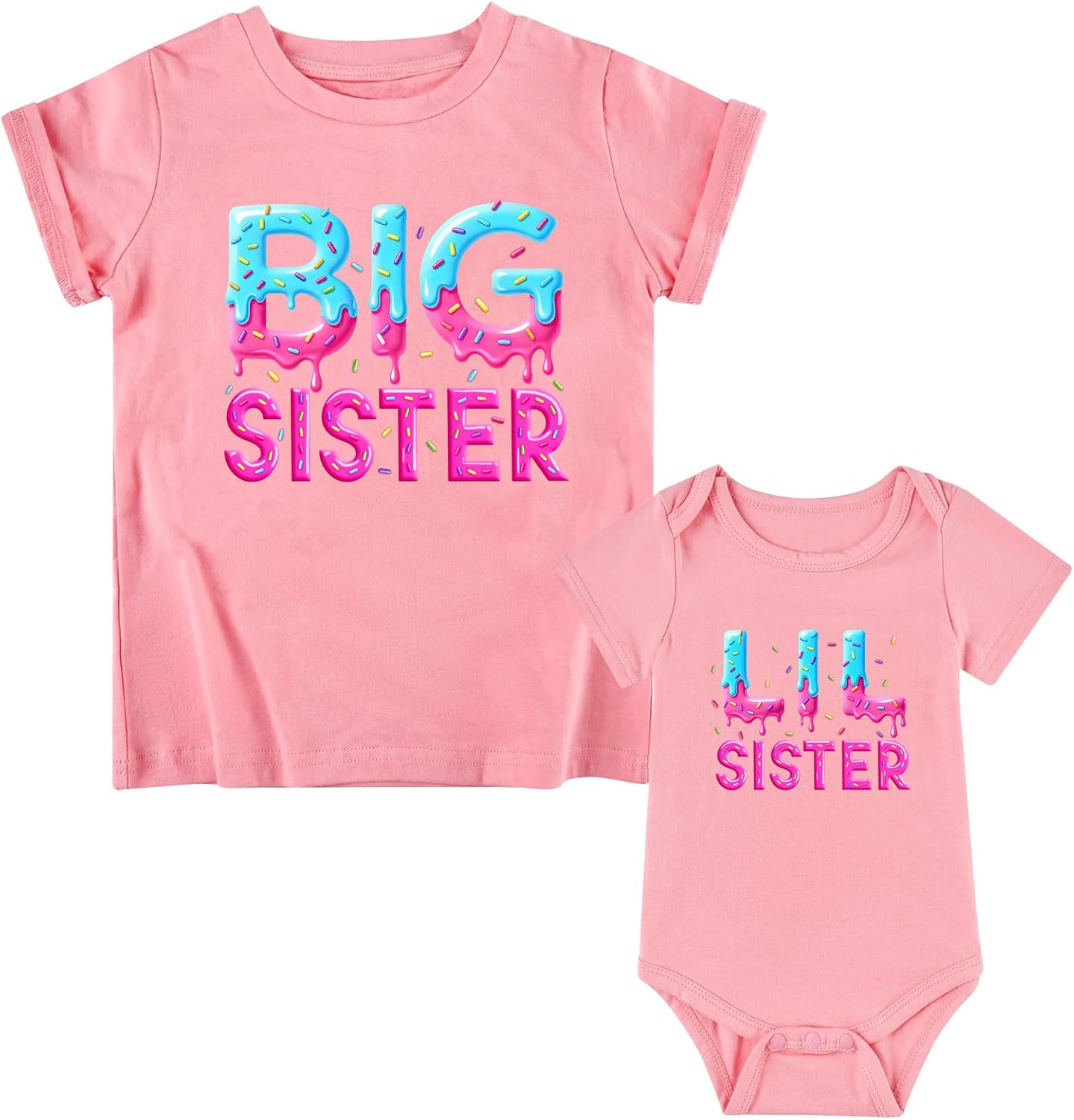 Funnycokid Big Sister Little Sister Matching Outfits Toddler Girl Shirt Newborn Clothes