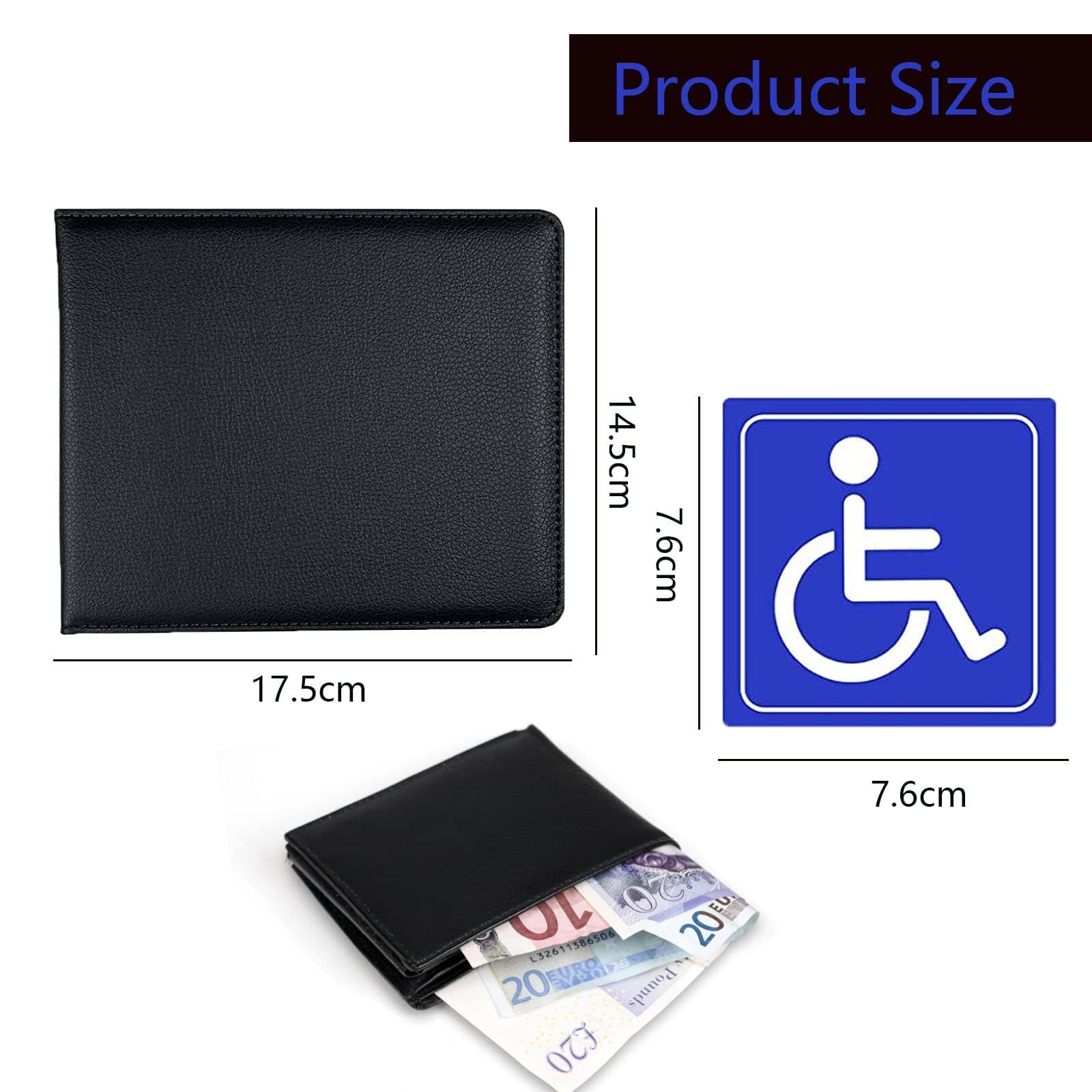 BNFGD Badge Holder Wallet for car PU Leather Disabled Blue - Image 2