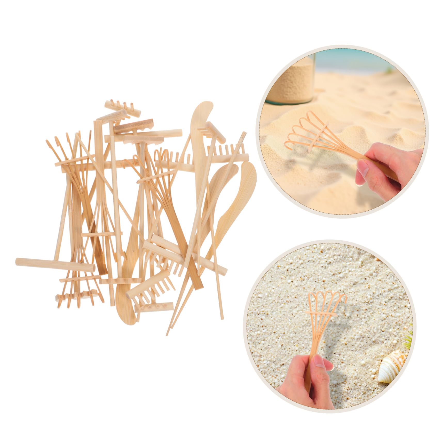 Juego de Rastrillos de Jardín Zen Miniatura 1juego de Bambú