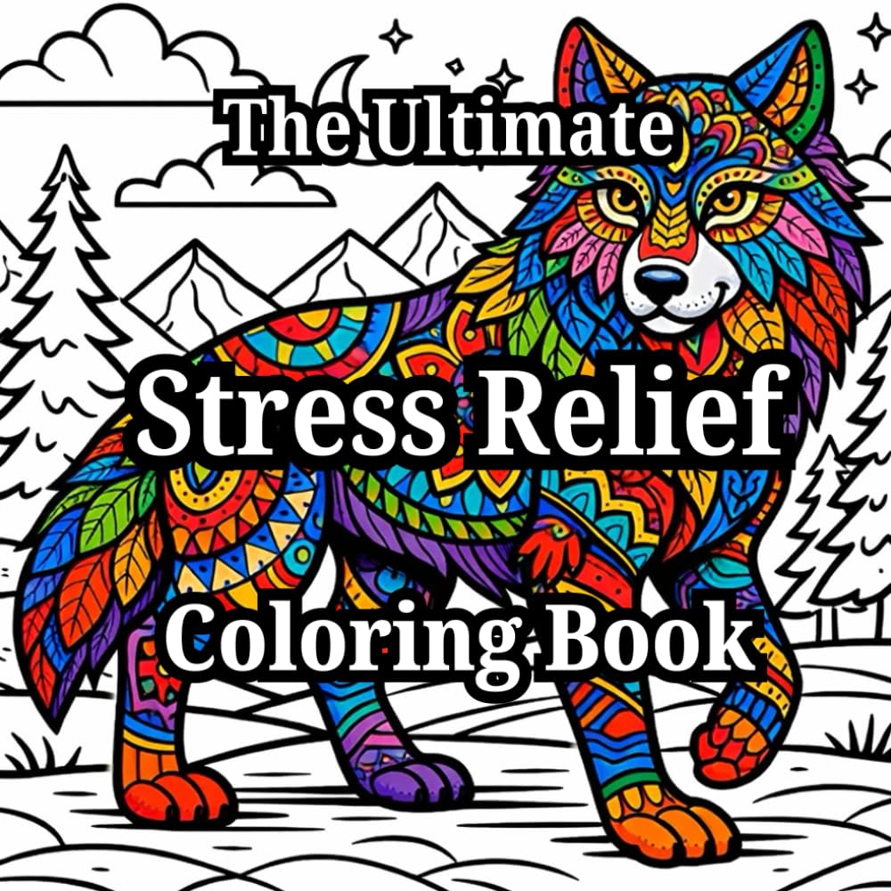 Stress Relief Coloring Book for Adults and Children: Relaxing Designs of Various Animals
