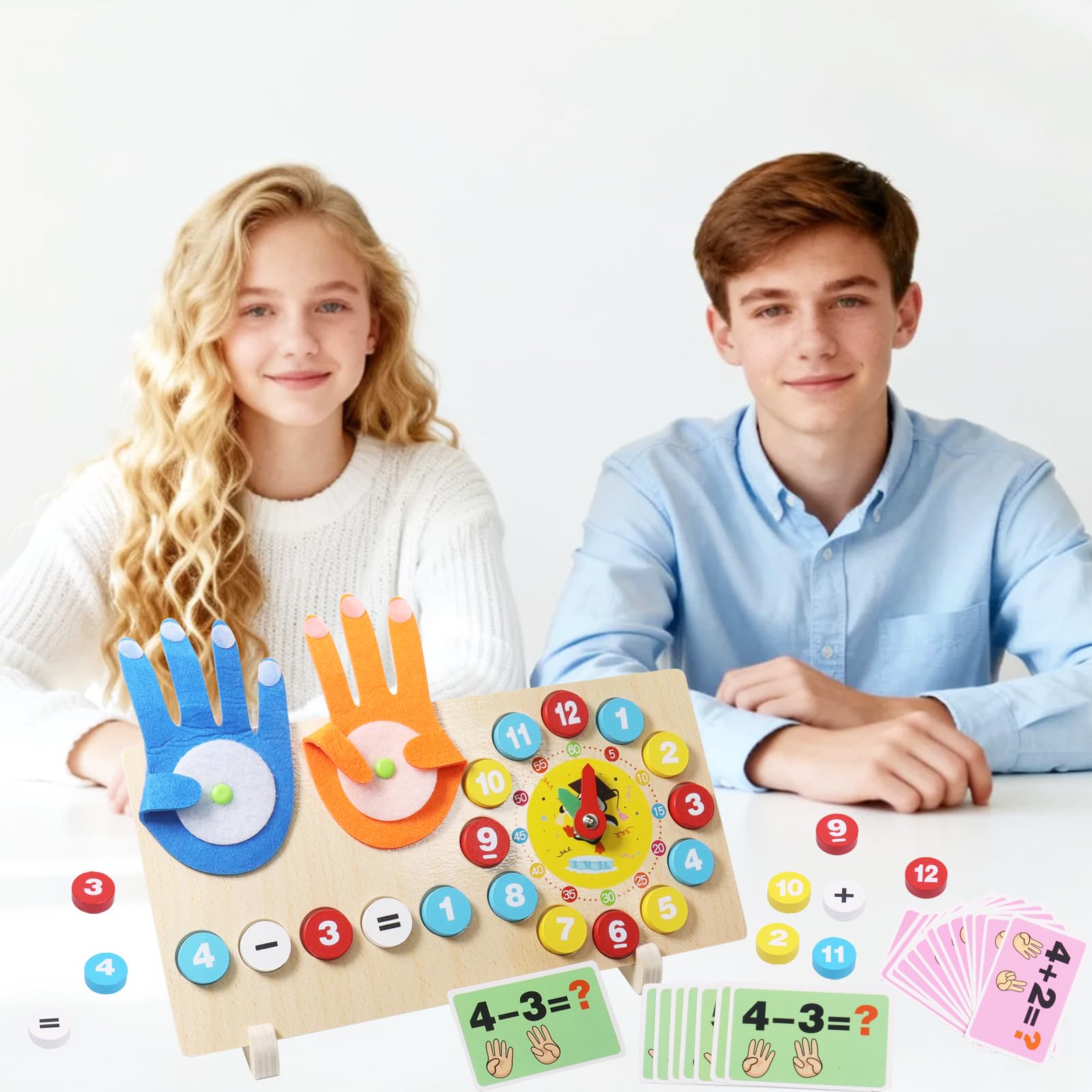 Qunkun Drewniana zabawka matematyczna, liczenie palców, zabawka dla dzieci, zabawka do nauki liczenia, zabawka dla chłopców i dziewczynek od 4-7 lat
