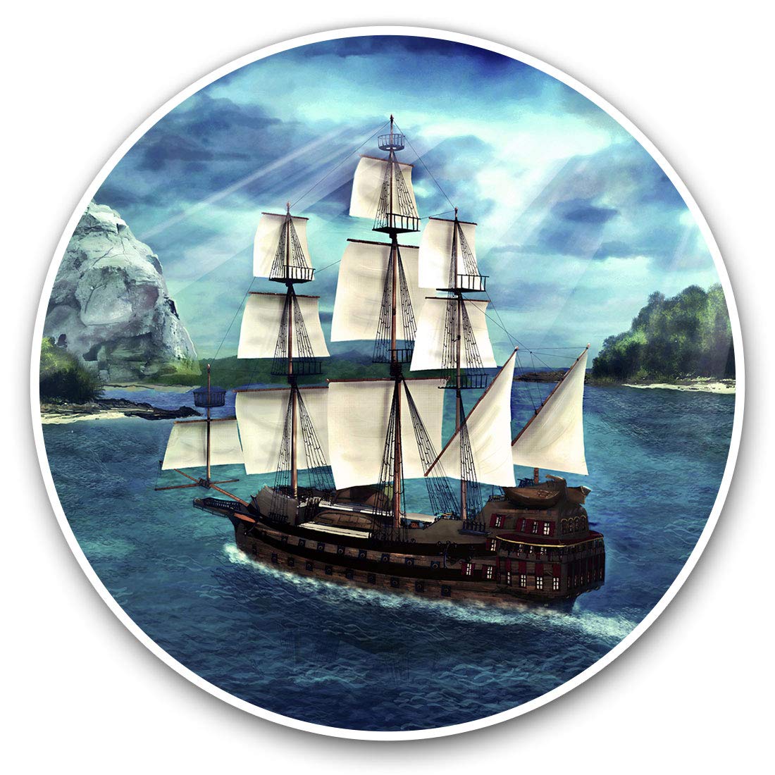 Vinyl Stickers (Set of 2) 20cm - Pirate Ship Cove #8965