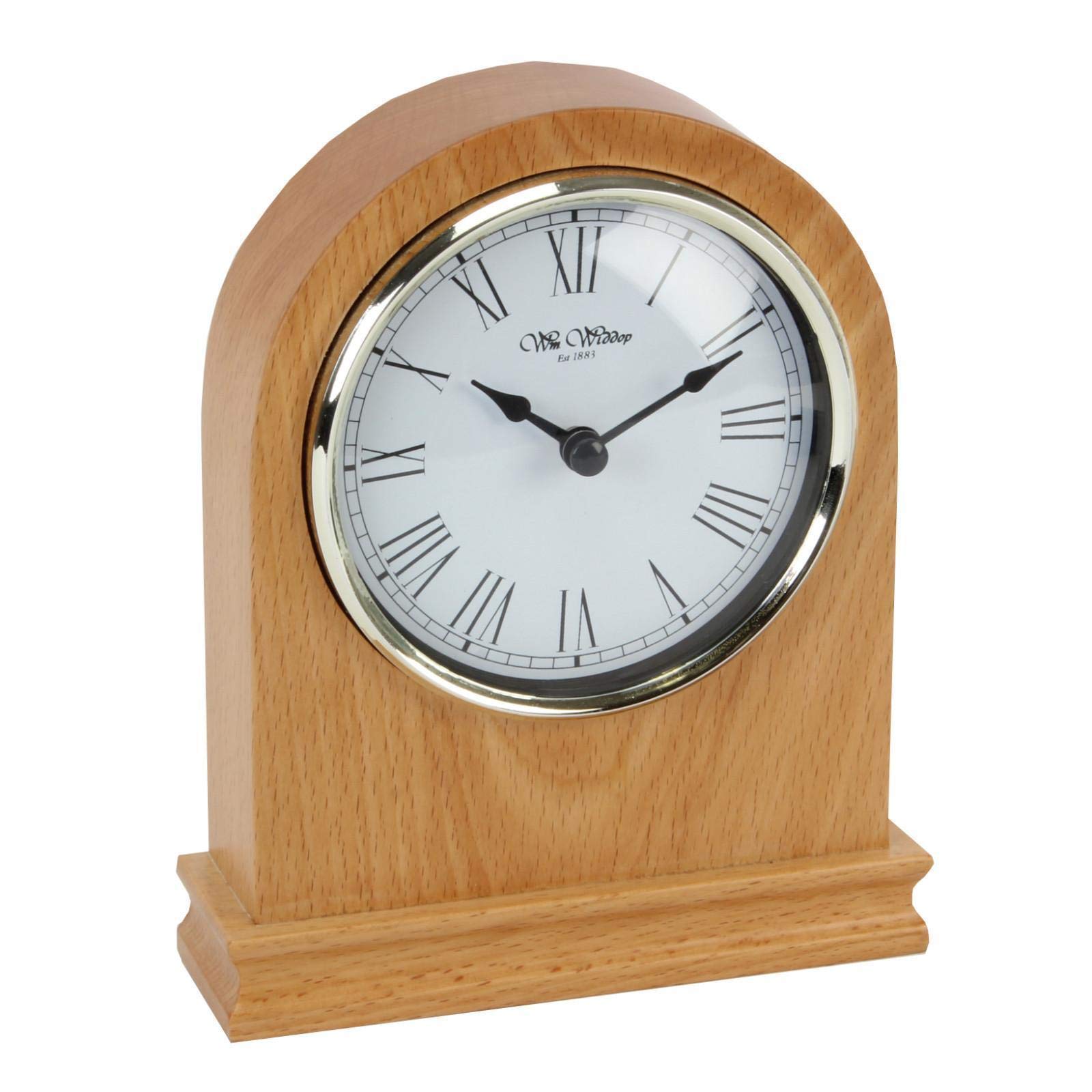Diw Oak Effect Arched Wooden Mantel Table Clock Roman Numerals 17Cm