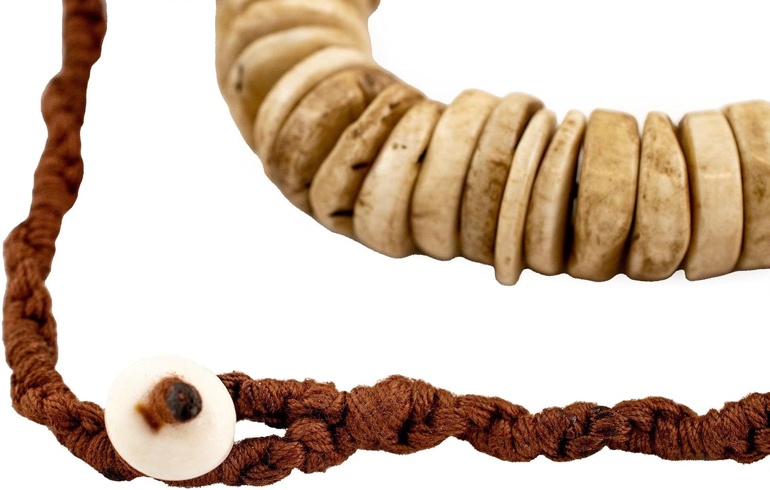 Vintage Style Naga Conch Shell Disk Beads: Handmade 16mm Brown Shell Beads for Unique Jewelry Designs | 24 Inch Strand