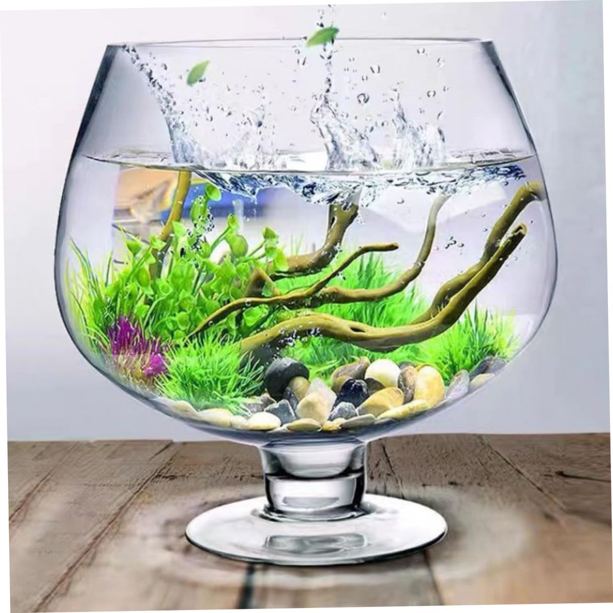 ERINGOGO Glass Fish Vase and Small Betta Fish Bowl 5000ml Desktop Aquatic Plant Tank for Indoor Eco Landscaping and Supplies