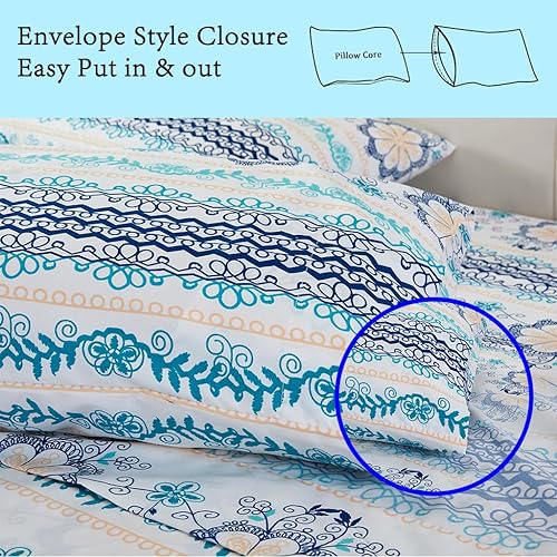 Miniatura 5 de JSD - Juego de sábanas de 4 piezas de microfibra cepillada con estampado de hojas florales, bolsillo profundo, suaves, duraderas y sin arrugas