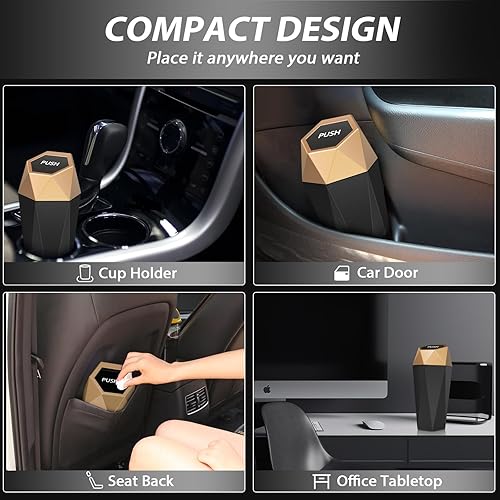Miniatura 6 de Bote de basura para automóvil con tapa, mini cubo de basura portátil para automóviles, pequeño cubo de basura automático, a prueba de fugas,