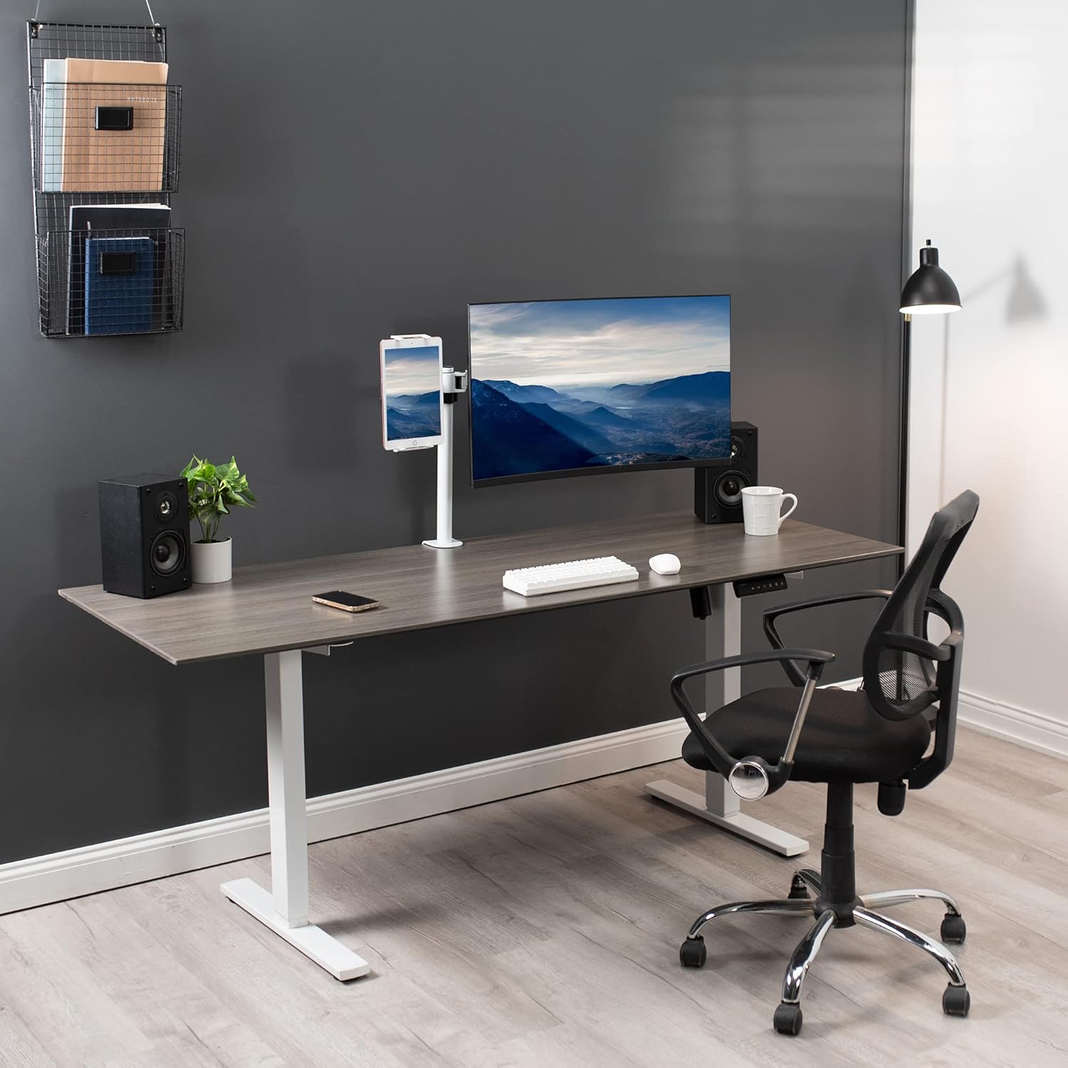 White Adjustable VESA Mount for Tablets and Laptops