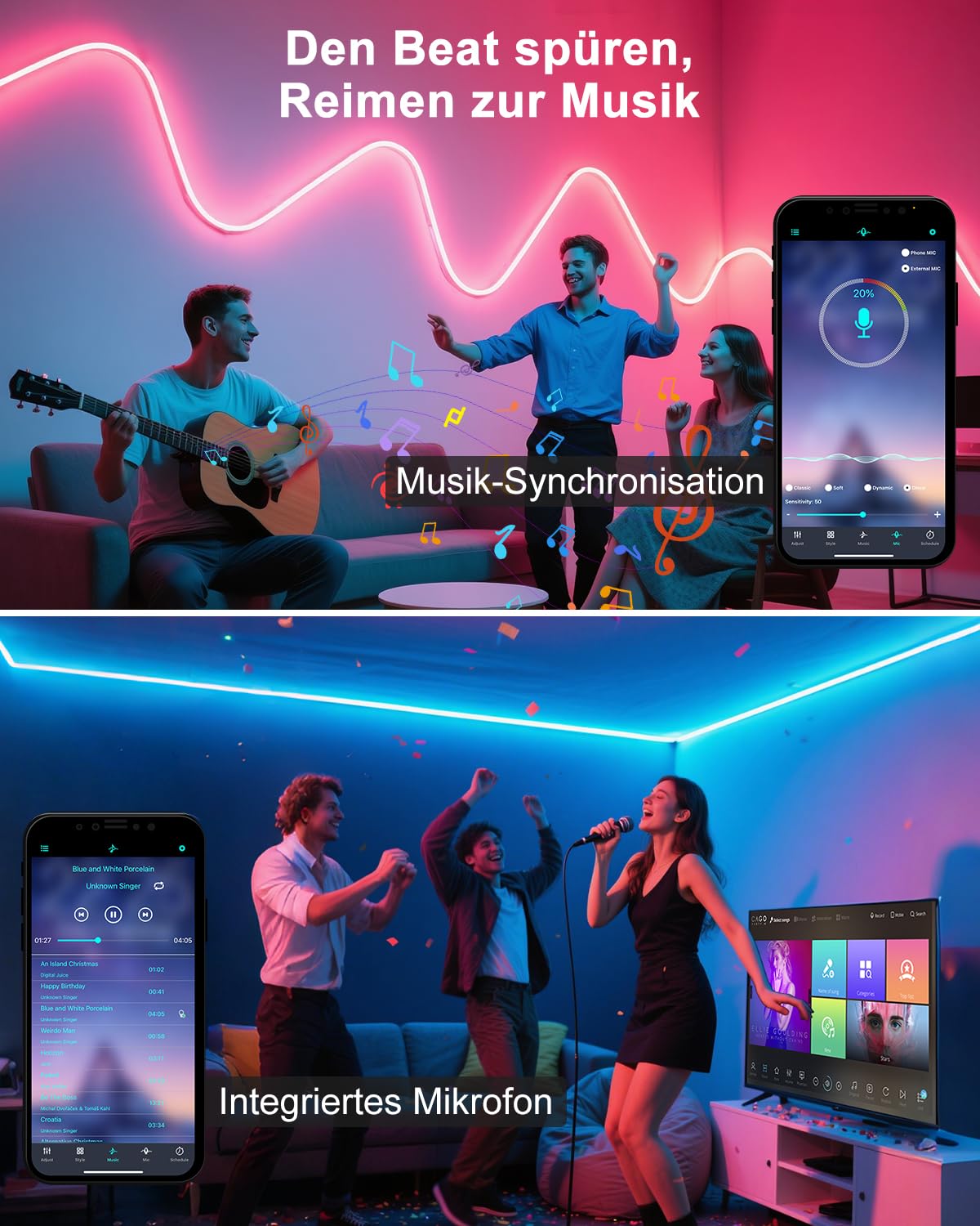 ALITOVE 10m RGB COB LED Streifen Aussenbereich 230V Band App+Fernbedienung | Heller 420LEDs/M, IP67 Wasserdicht, Musik-Synchronisation, ideal für Garten, Terrasse und Partydeko, Nicht Selbstklebend