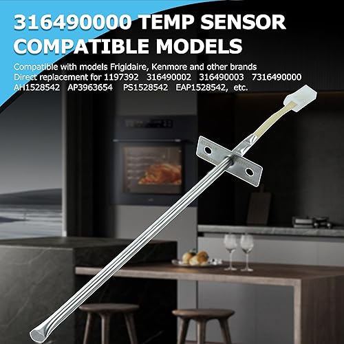 Miniatura 2 de 316490000 Reemplazo de la sonda del sensor de temperatura del horno para rangos Frigidaire Ken-More reemplaza 1197392 AP3963654 PS1528542 EAP1528542