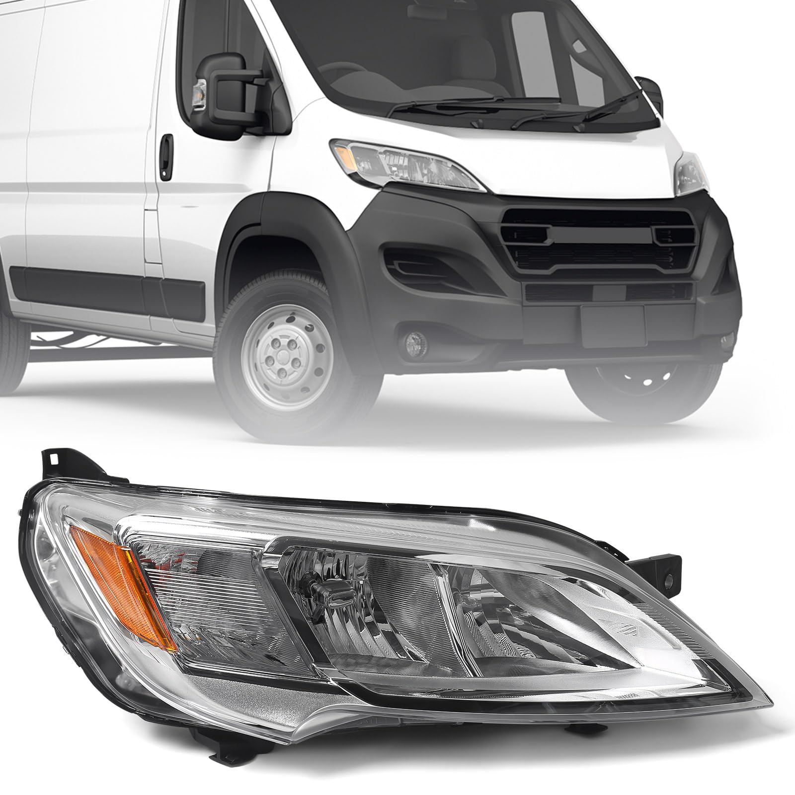 KACHIR 2023-2025 Headlight for Ram Promaster 1500 2500 3500 Cargo Van Halogen Headlamp Right Passenger Side RH 68516022AB