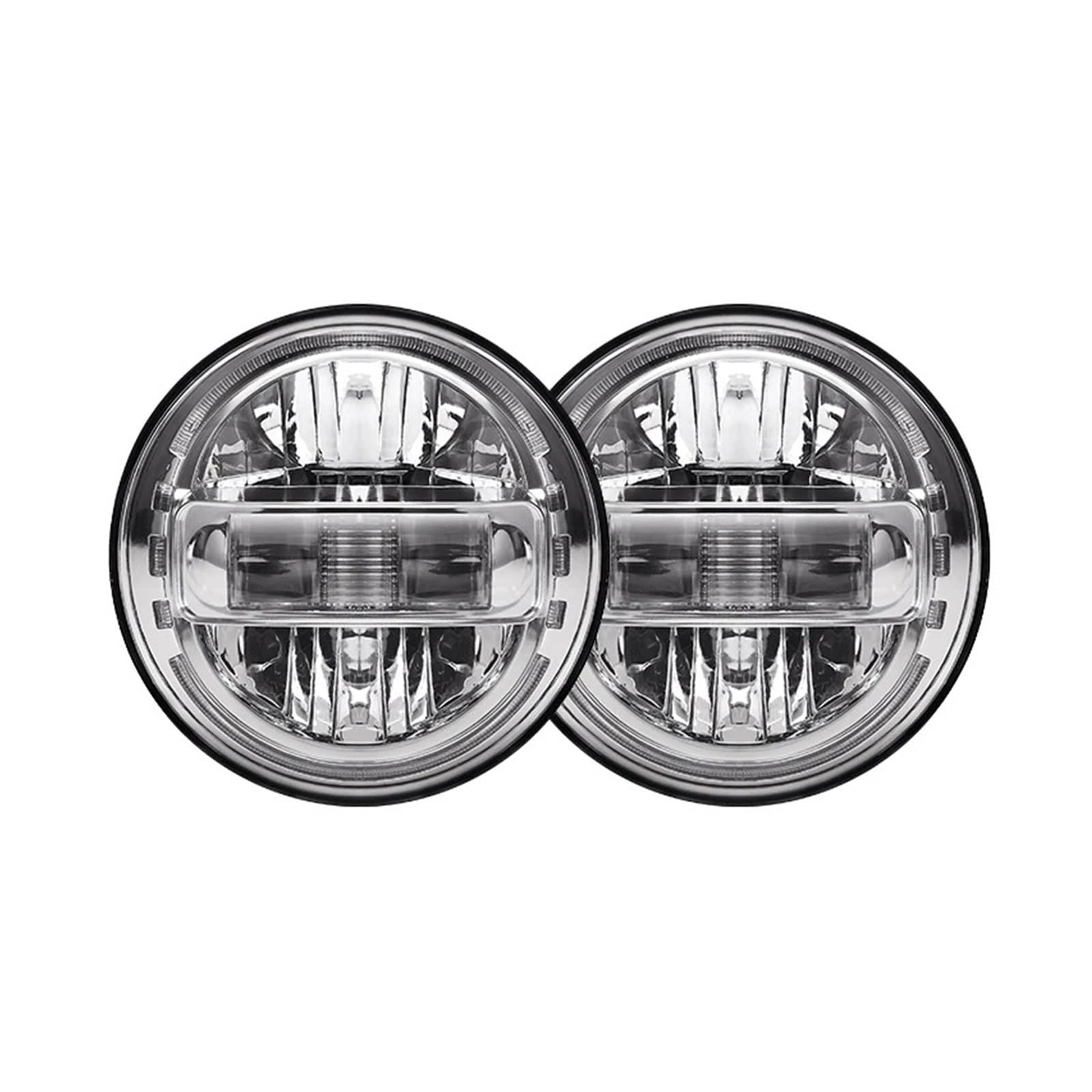 Lamp Assembly 7 Inch LED Headlight With Halo DRL High Low Beam King Kong Headlamp 4 Inch Fog Light Set For Jeep For Wrangler JK 2007-2018 CJ TJ Headlight Assembly(Silver)