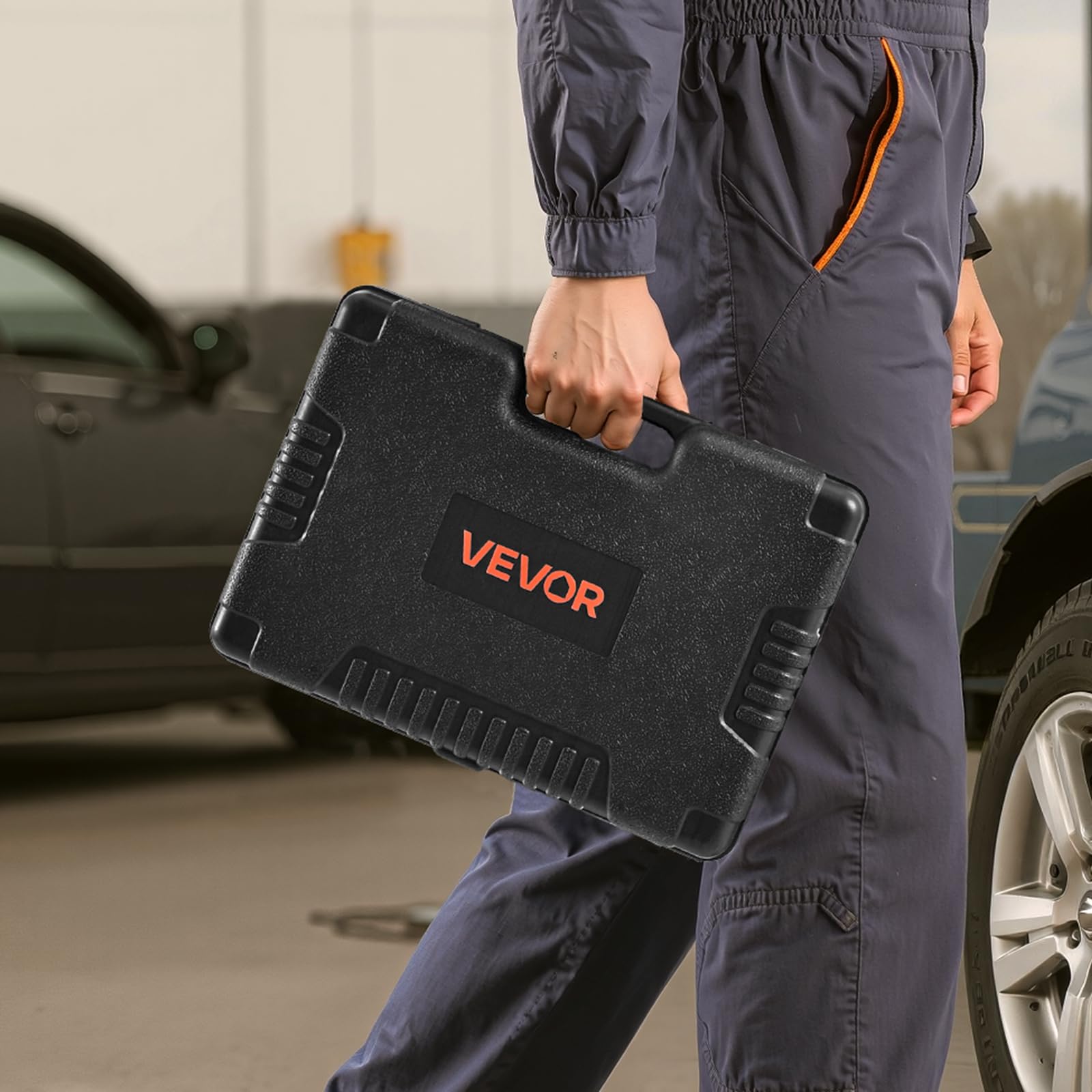 VEVOR Zestaw nasadek, 69 sztuk, 9,5 i 6,4 mm, zestaw nasadek z grzechotką, SAE i metryczne, głębokie i standardowe, zestaw narzędzi mechanicznych z akcesoriami i etui do przechowywania, stal stopowa