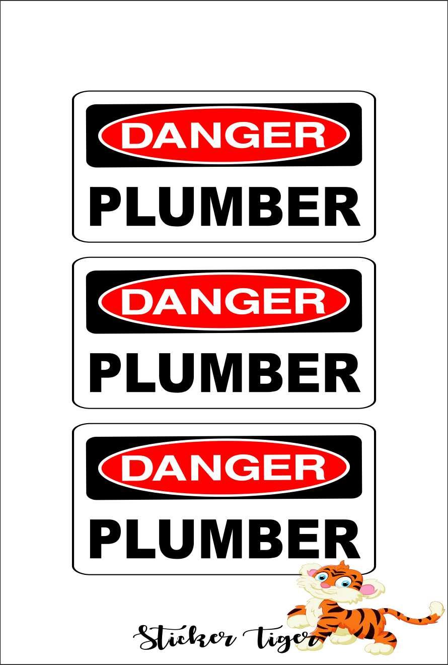 3 - Danger Plumber Hard Hat, Helmet, Toolbox, Lunchbox, iPhone Sticker Decal 1