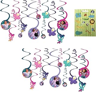 Encanto Mirabel Birthday Party Supplies Bundle Pack includes 24 Piece Hanging Swirl Decorations