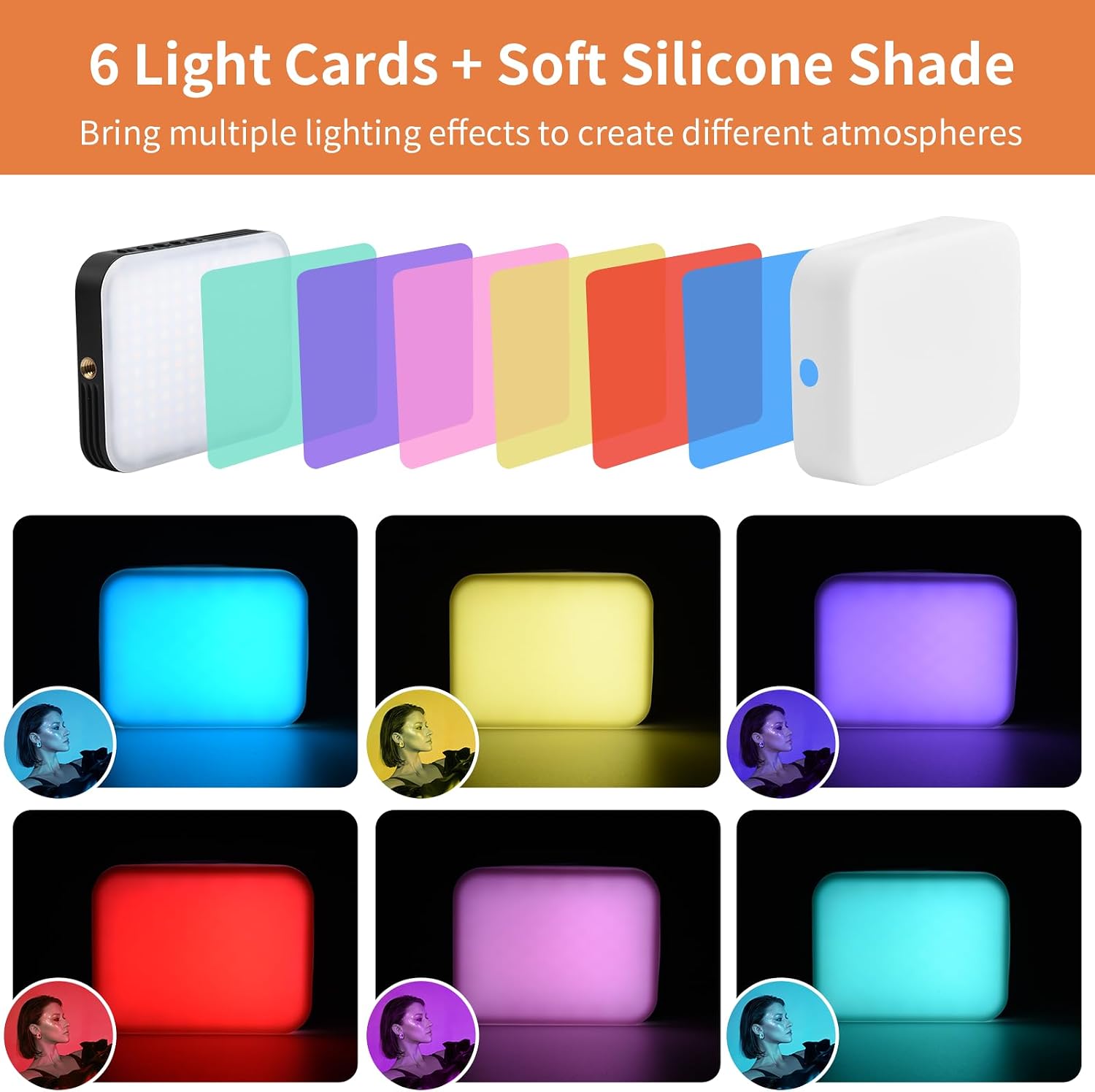 UTEBIT 156 LED Portable Charger Selfie Light, 5000mAh Rechargeable Phone Light with Clip & Camera Tripod Adapter, 3 Lighting Modes & 6 Brightness Color for Phone iPhone Webcam Laptop Makeup