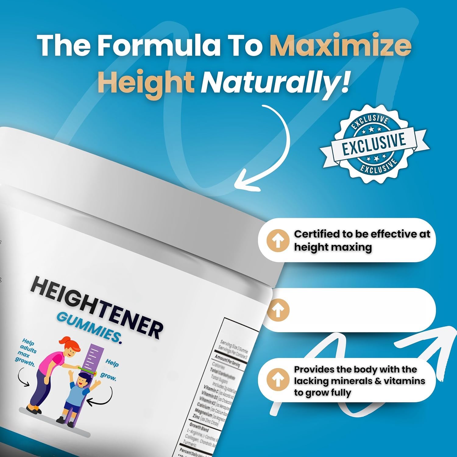 Height Gaining Gummies, Natural Height Growth, 2PCS | Vitamins and Minerals, Peak Performance, Overall Health