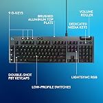 Logitech G915 X Low-Profile Wired Mechanical Gaming Keyboard, Double-Shot PBT Keycaps, Fully Programmable Keys, RGB Lighting, Aluminum Finish, GL Red Linear Switches - PC/Mac (Renewed)