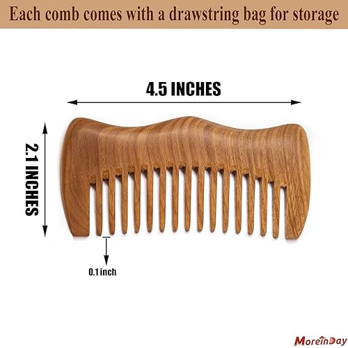 Miniatura 9 de Moreinday Peine de madera con dientes anchos, peine desenredante de sándalo para hombres y mujeres