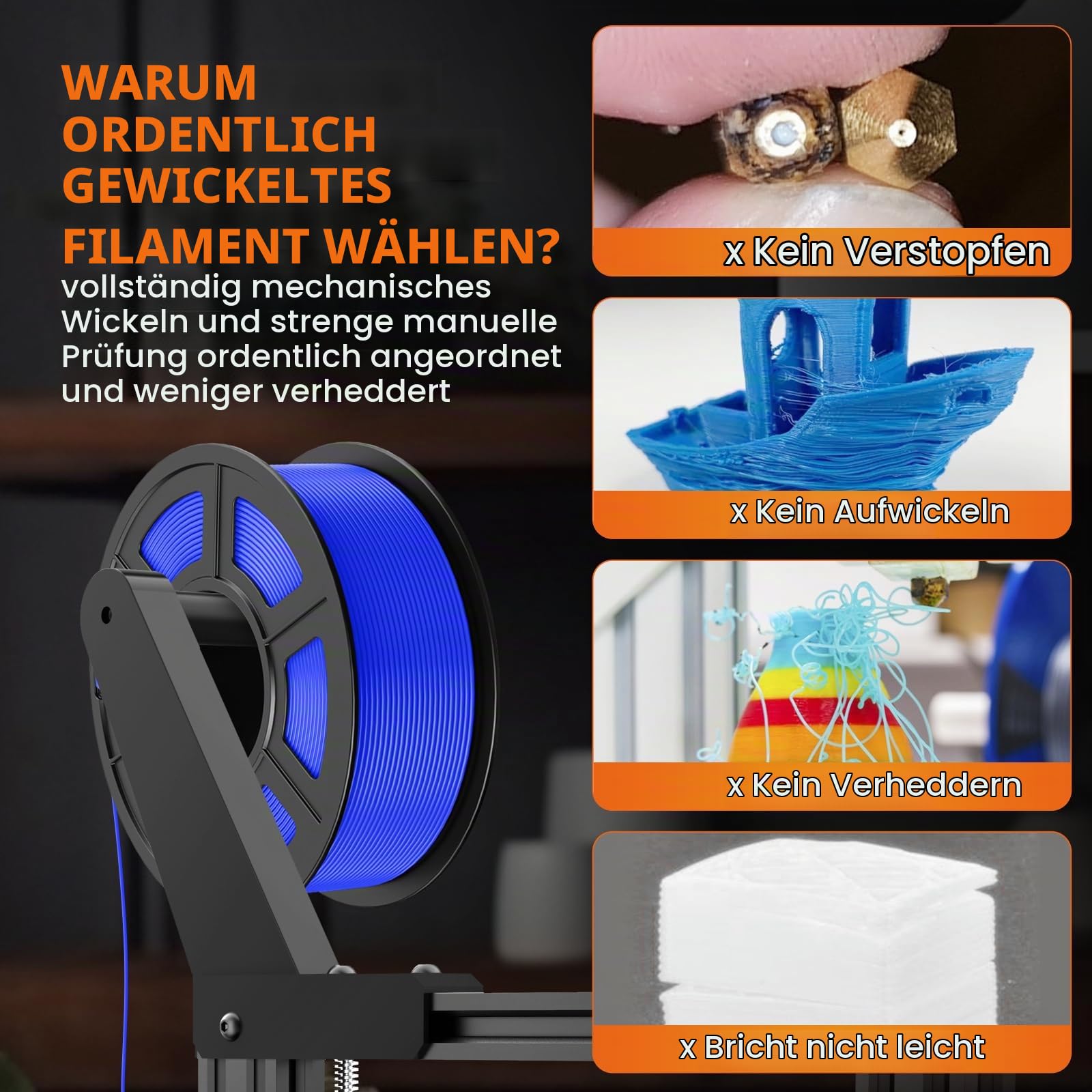 TECBEARS PETG Filament 1.75 mm Bündel Multicolor 10KG, 1.75mm PETG 3D Filament, 1kg/Spule,10 Packung (Schwarz, Weiß, Transparent, Grau, Rot, Blau, Grün, Orange, Lila, Schokolade)