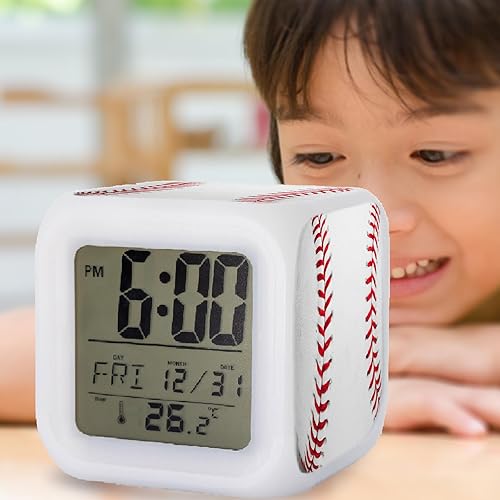 Miniatura 6 de Reloj despertador para niños pequeños con patrón de calavera, reloj portátil con batería con LED que brilla para niños y niñas de 6 a 13 años para