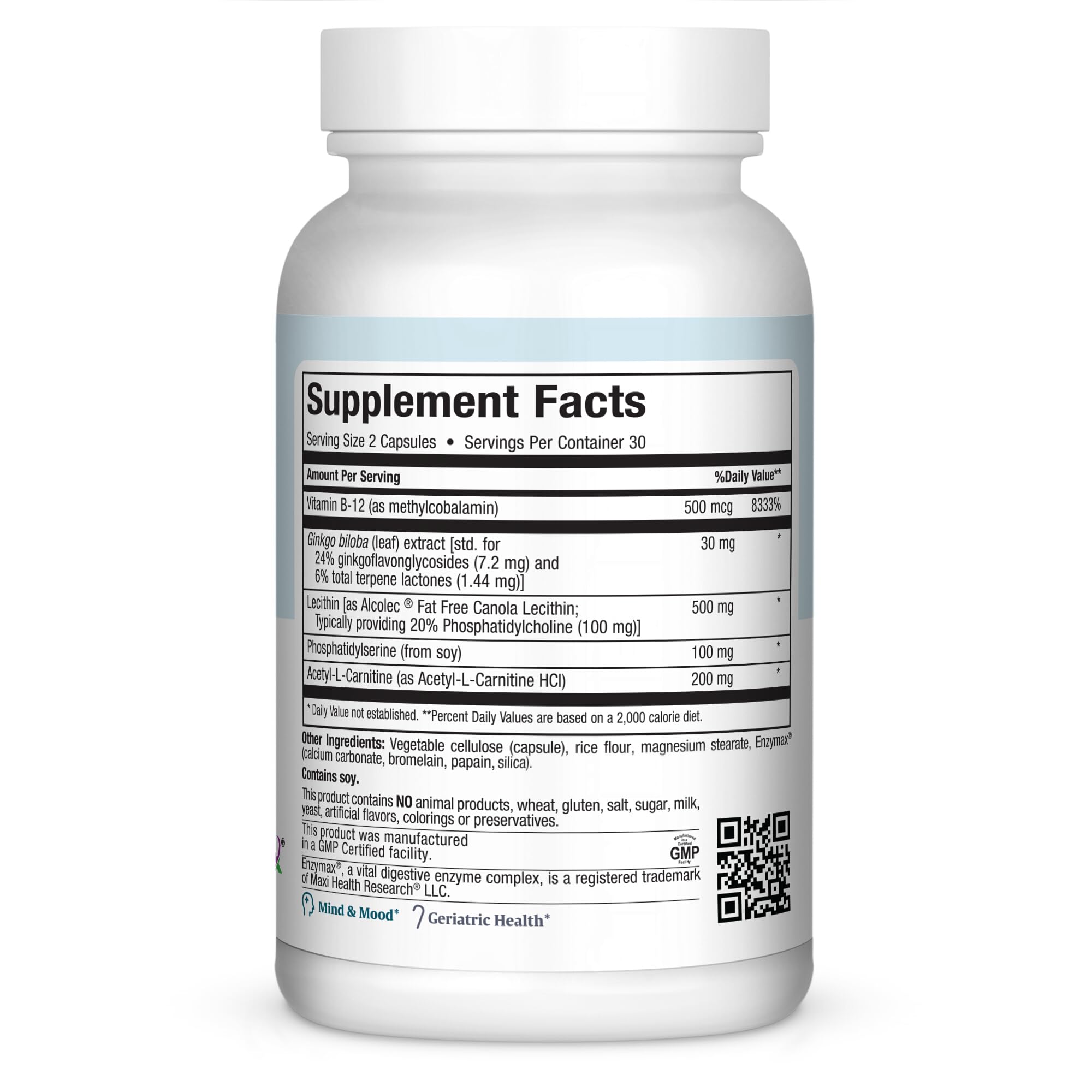 Focusmax Nootropic Brain Supplement for Memory, Focus & Mood Support – Methylated B12, Ginkgo Biloba, Phosphatidylserine, Acetyl-L-Carnitine – Mental Clarity & Energy – 60 Vegetarian Capsules — Amazon image 2