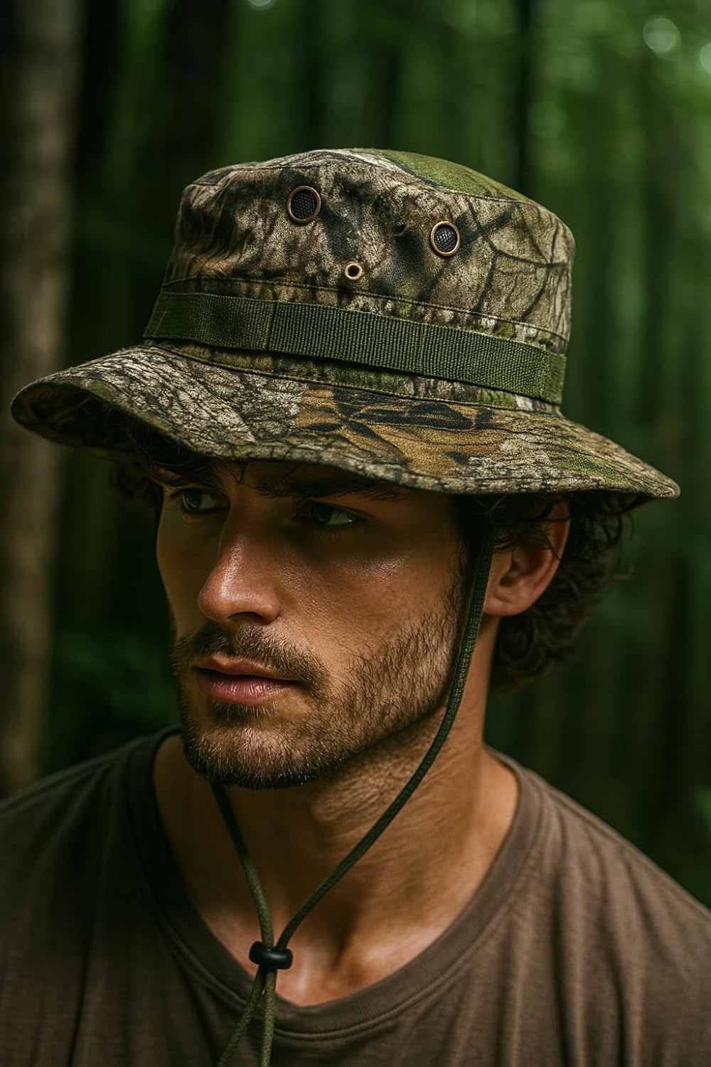 Realtree APX Camo Boonie Hat – Men's Camo Bucket Hat | Rain Hat for Men & Women Waterproof | Foldable Wide Brim Fishing Hiking Garden Beach Hat | Adjustable Chin Strap Hunting Hat - Image 5