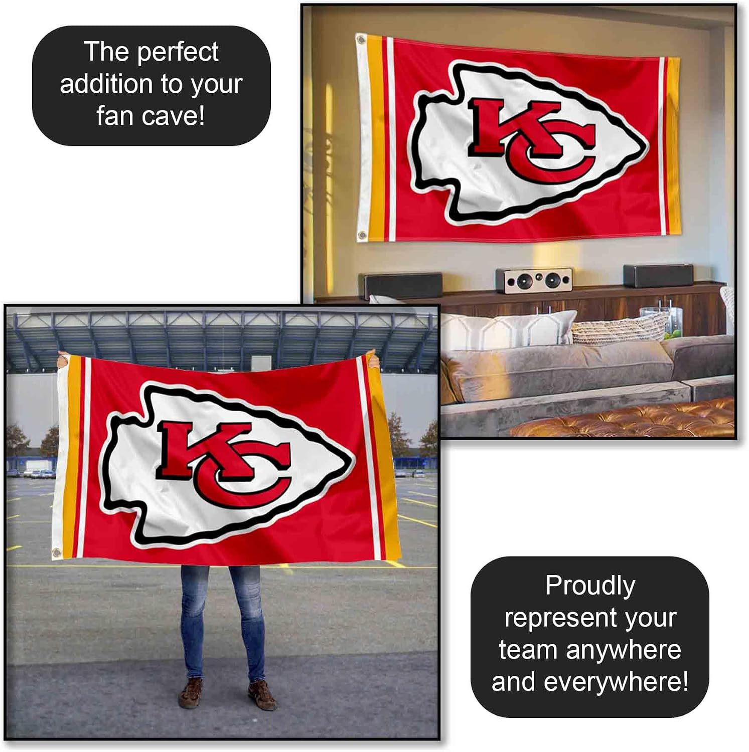 Kansas City Chiefs KC Large 3x5 Flag