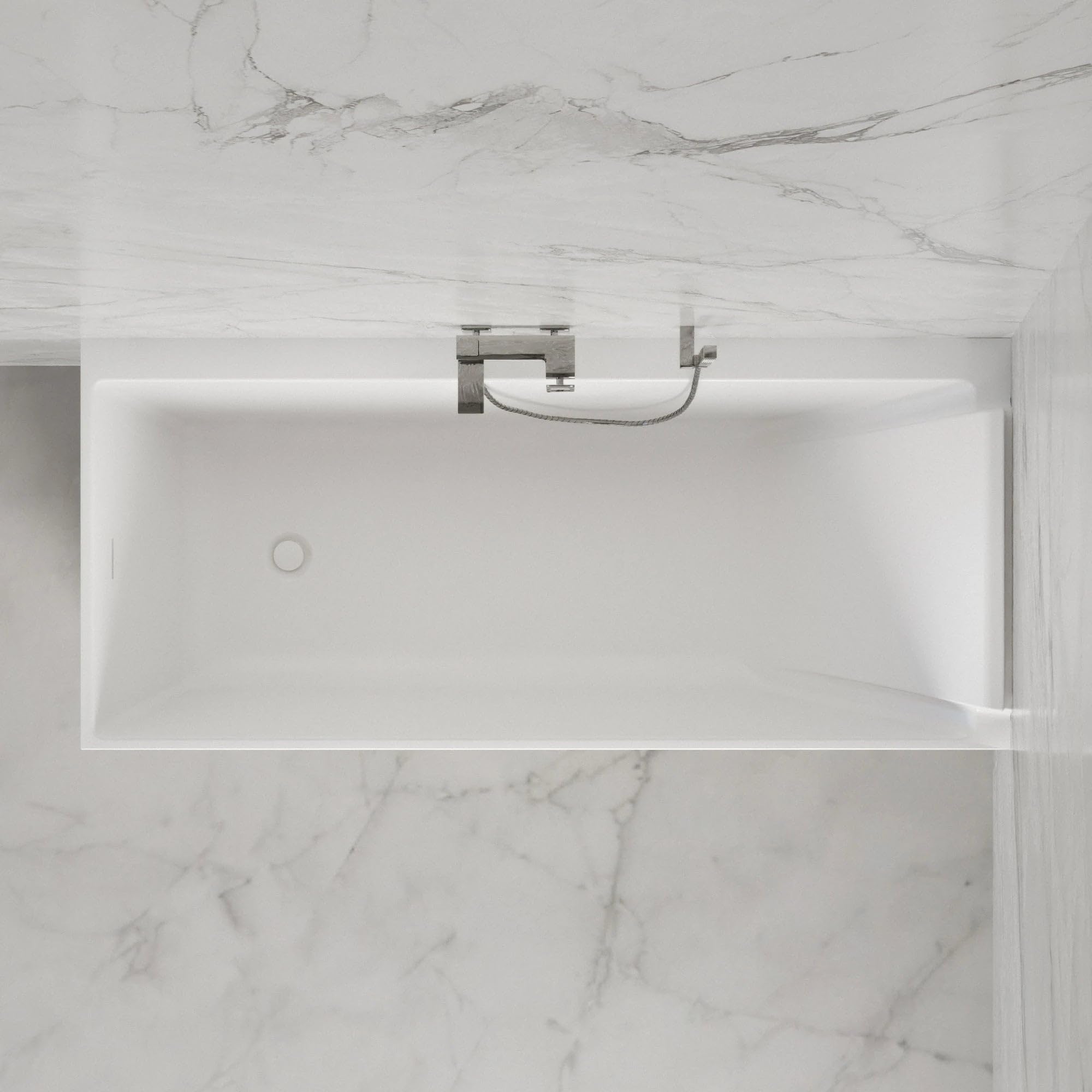 Vasca freestanding Quantum 170 droite bianco L170 x l75 x h58 cm, by SPALINA
