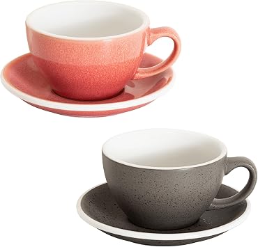 Loveramics 2 Set x 10 oz Latte Art Cup and Saucer Berry + Granite