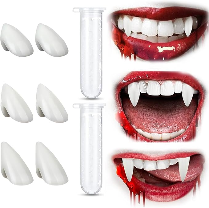 BOERFAAN Vampire Fangs 3 Pairs 3 Sizes Teeth with Adhesive
