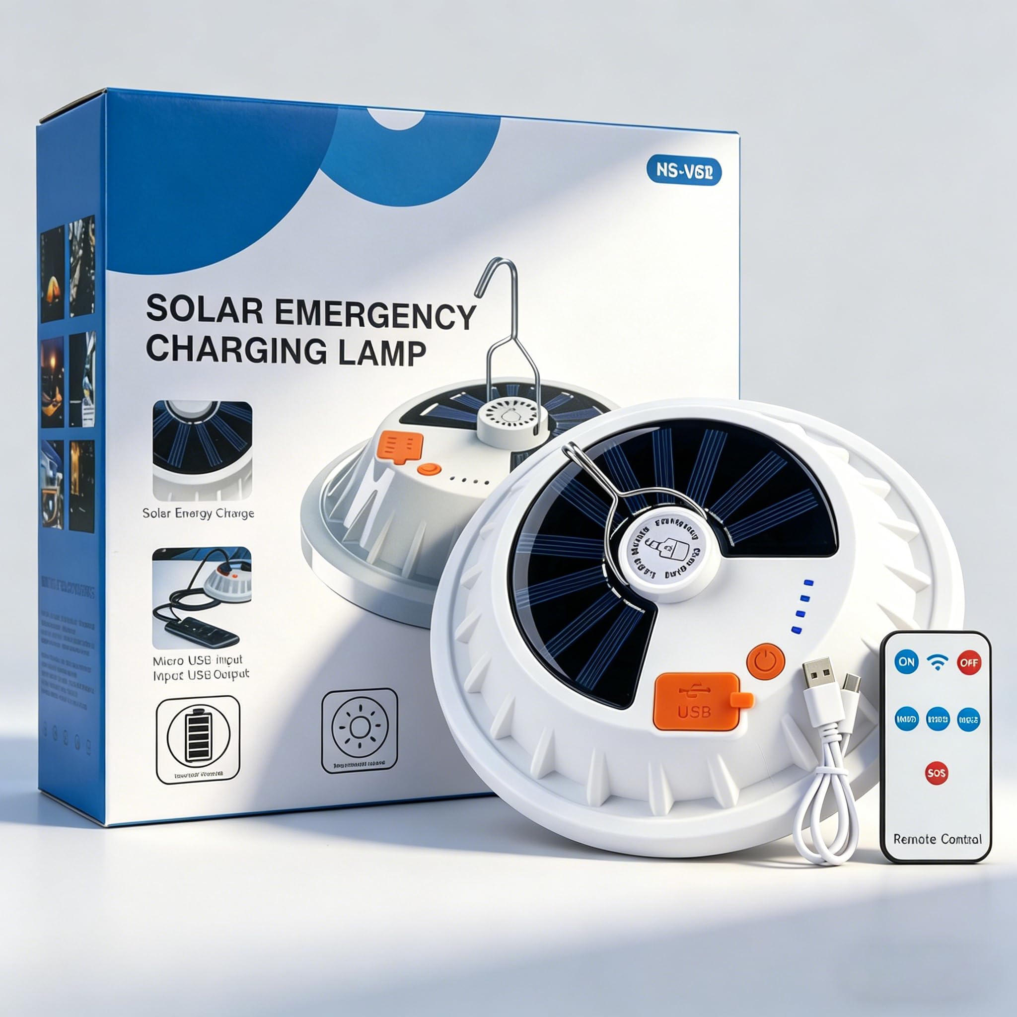 Outdoor USB Solar Camping Light with Remote Control, 120 Piece LED Gazebo Lights, Hanging IPX7 Waterproof Tent Light Outdoor Lamp for Camping, Hiking, Outage, Hurricane, Cellphone Emergency Charging