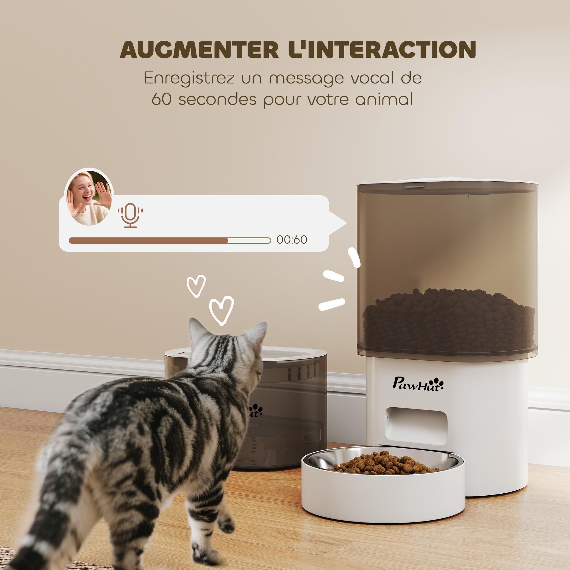 JIEBWCHA Fontaine À Eau Et Distributeur De Croquettes Automatique Pour