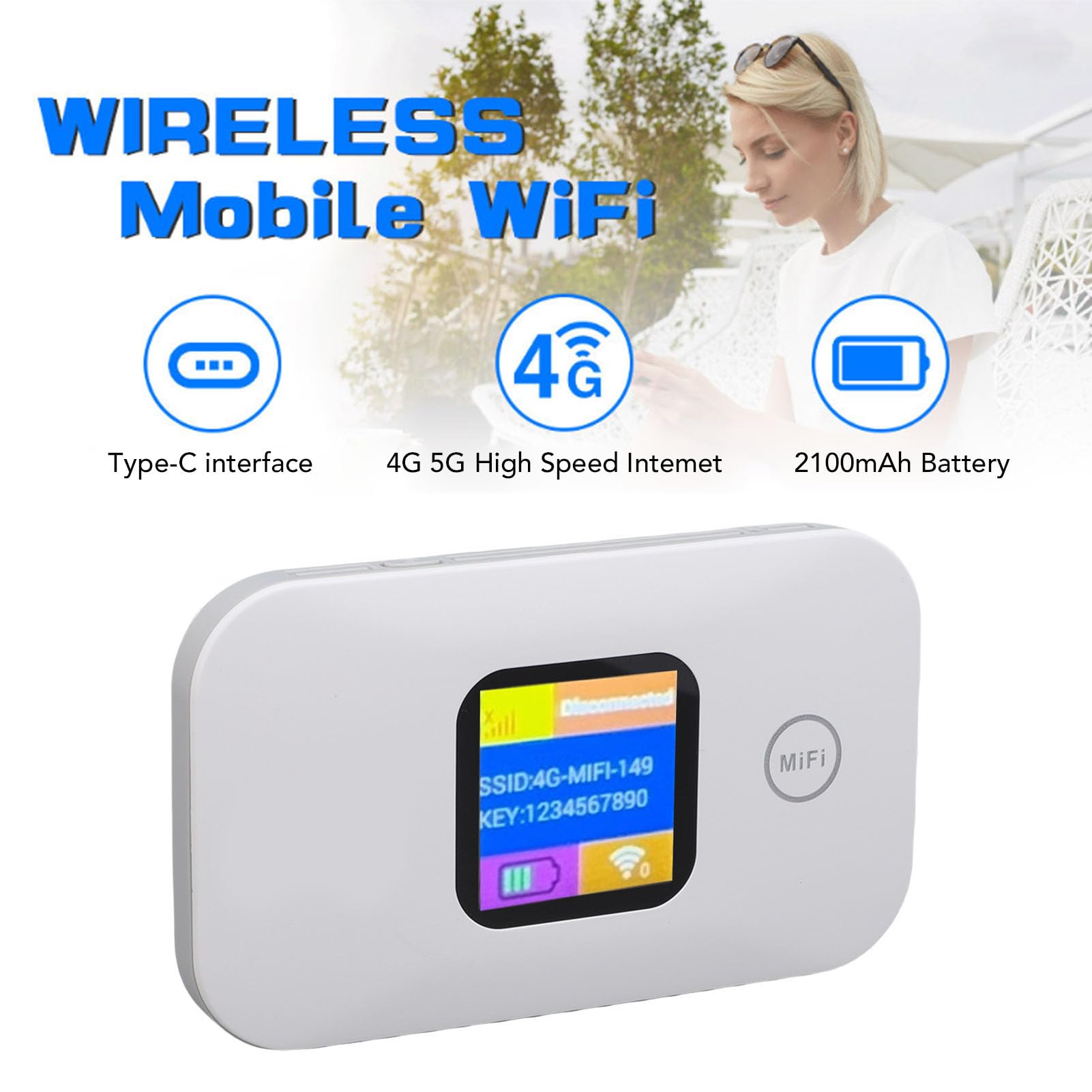 Hotspot Mobile 4G, WiFi Portatile da 300 Mbps con Slot SIM, Hotspot Tascabile con Display LED, Collega Fino a 10 Dispositivi, per Viaggi in Campeggio
