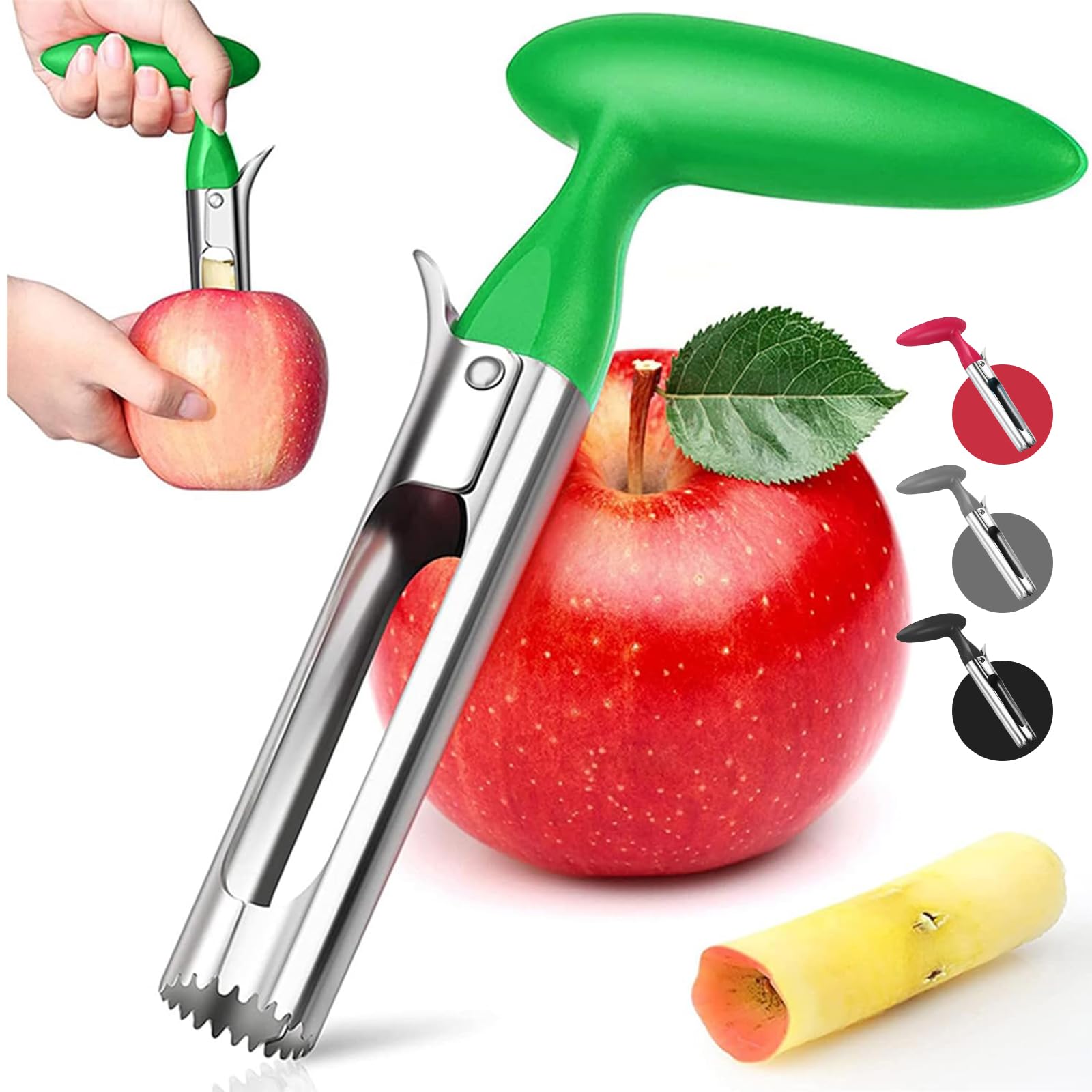 INTVN Mele Levatorsoli, Torsolo di Mela di Rimozione Della Frutta dell'acciaio Inossidabile Nucleo Strumento per Apple con Lama Seghettata Affilata, pera Casa Utensili da Cucina Nero