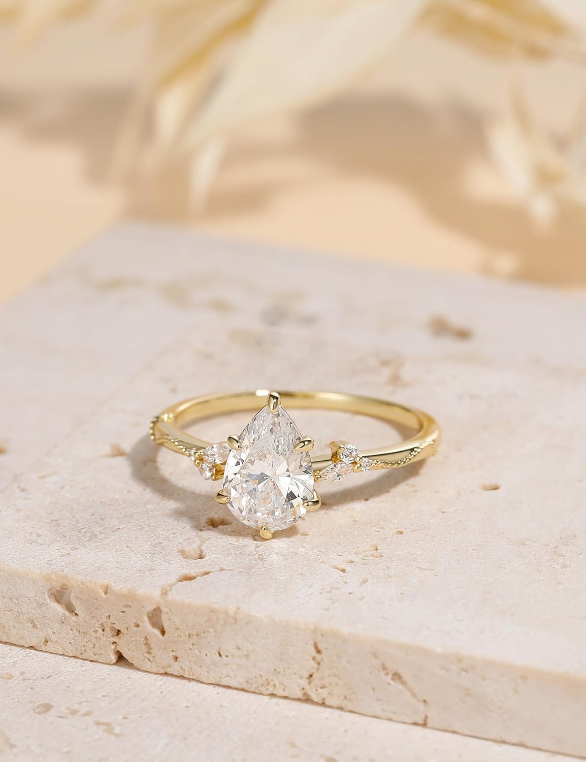 EAMTI 2CT 925 Sterling Silver Engagement Rings Pear Cut Wedding Teardrop Bridal Halo Cubic Zirconia Promise Rings for Women Size 3-11 - Image 2