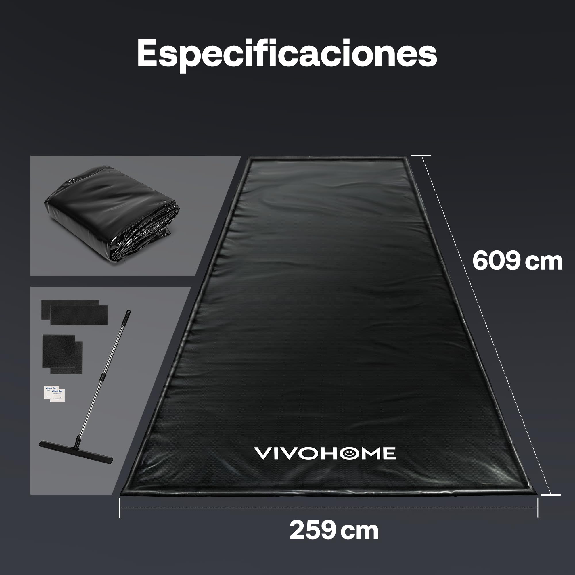 VIVOHOME Alfombrilla de Garaje de PVC Antideslizante Impermeable, 256×609cm | Alfombra Suelo Garaje PVC 3 Capas Bordes Elevados 3cm, Nieve, Barro y Aceite, Enrollable para Limpieza y Almacenamiento
