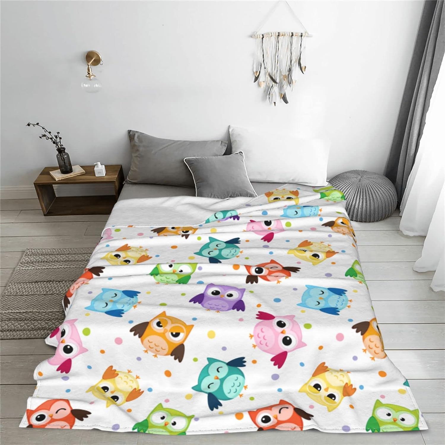 Cute Owl Throw Blanket Soft Bed Blankets Lightweight Cozy Plush Flannel Fleece Blanket for Sofa Couch Bedroom 50"x40" Small - Image 3