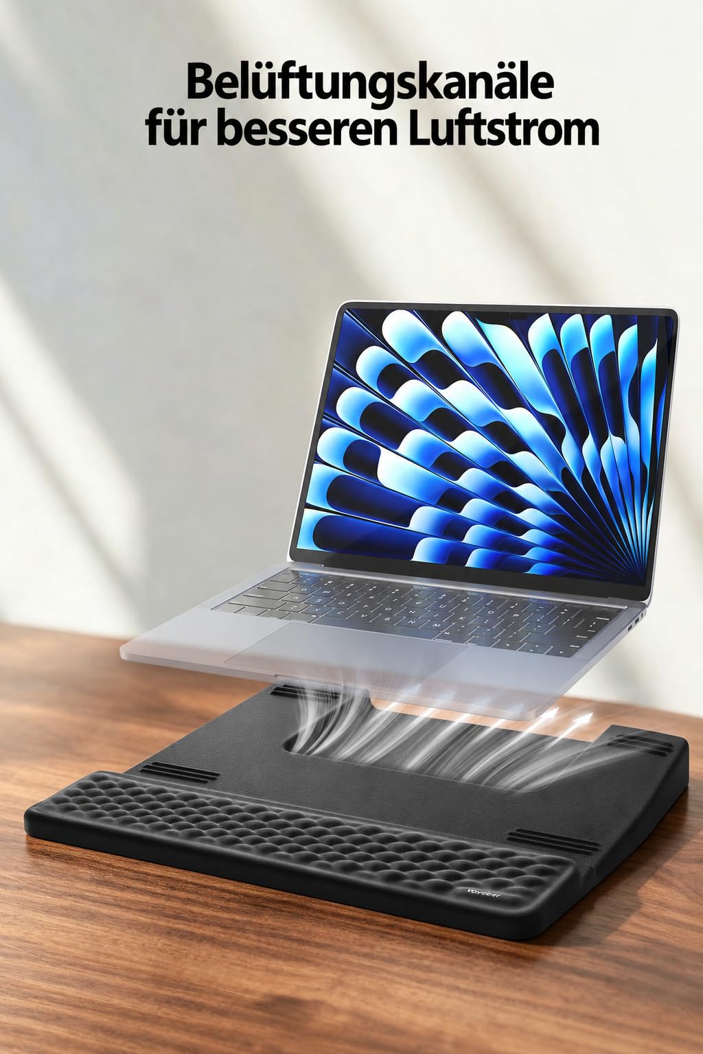 VAYDEER Handgelenkauflage für Laptop, Ergonomischer Laptopständer mit Memory Foam, Notebookständer mit Belüftung, Tastatur Handgelenkstütze, Passend für 13-16 Zoll Laptops, Schwarz