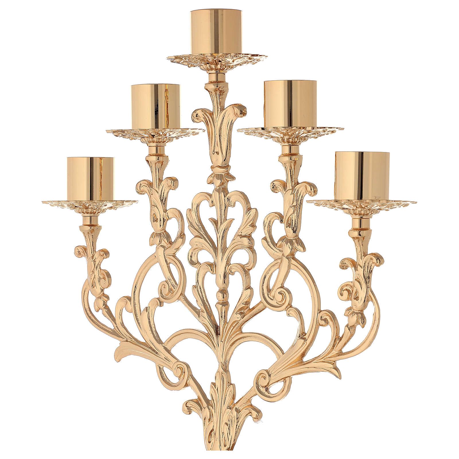 Baroque Style Candelabra in Gold cast Brass 61cm, 5 arms