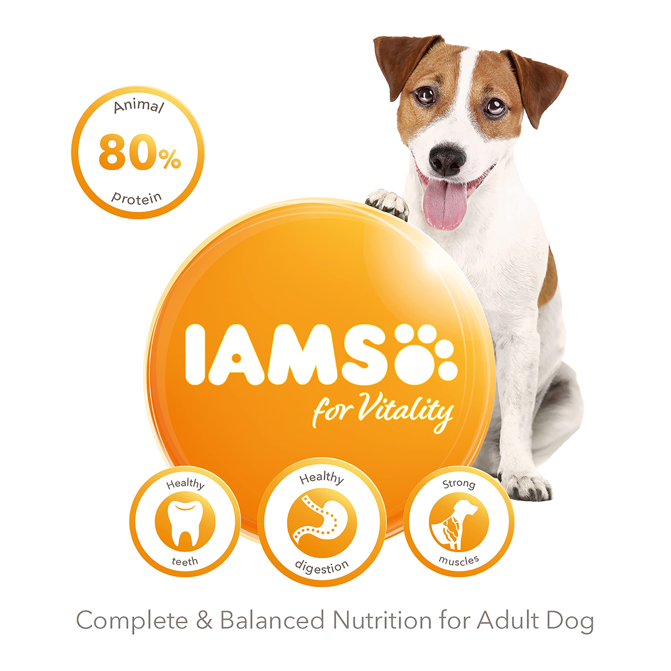 IAMS for Vitality sucha karma dla psów – sucha karma dla dorosłych psów od 1 roku, odpowiednia dla małych i średnich psów, 12 kg