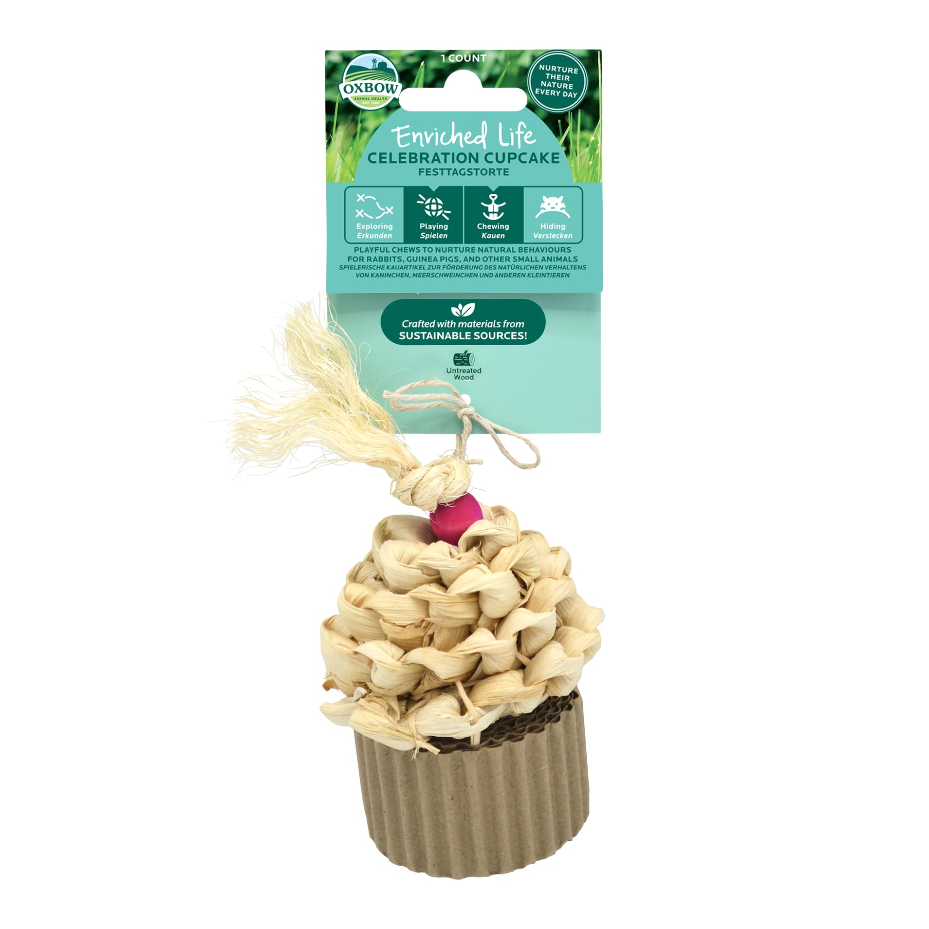 Oxbow Enriched Life Celebration Cupcake - Rabbit Toys, Guinea Pig Toys, Hamster, Rabbit, Chinchilla, Rat, Chinchilla Cage Accessories, Guinea Pig Accessories for Cage