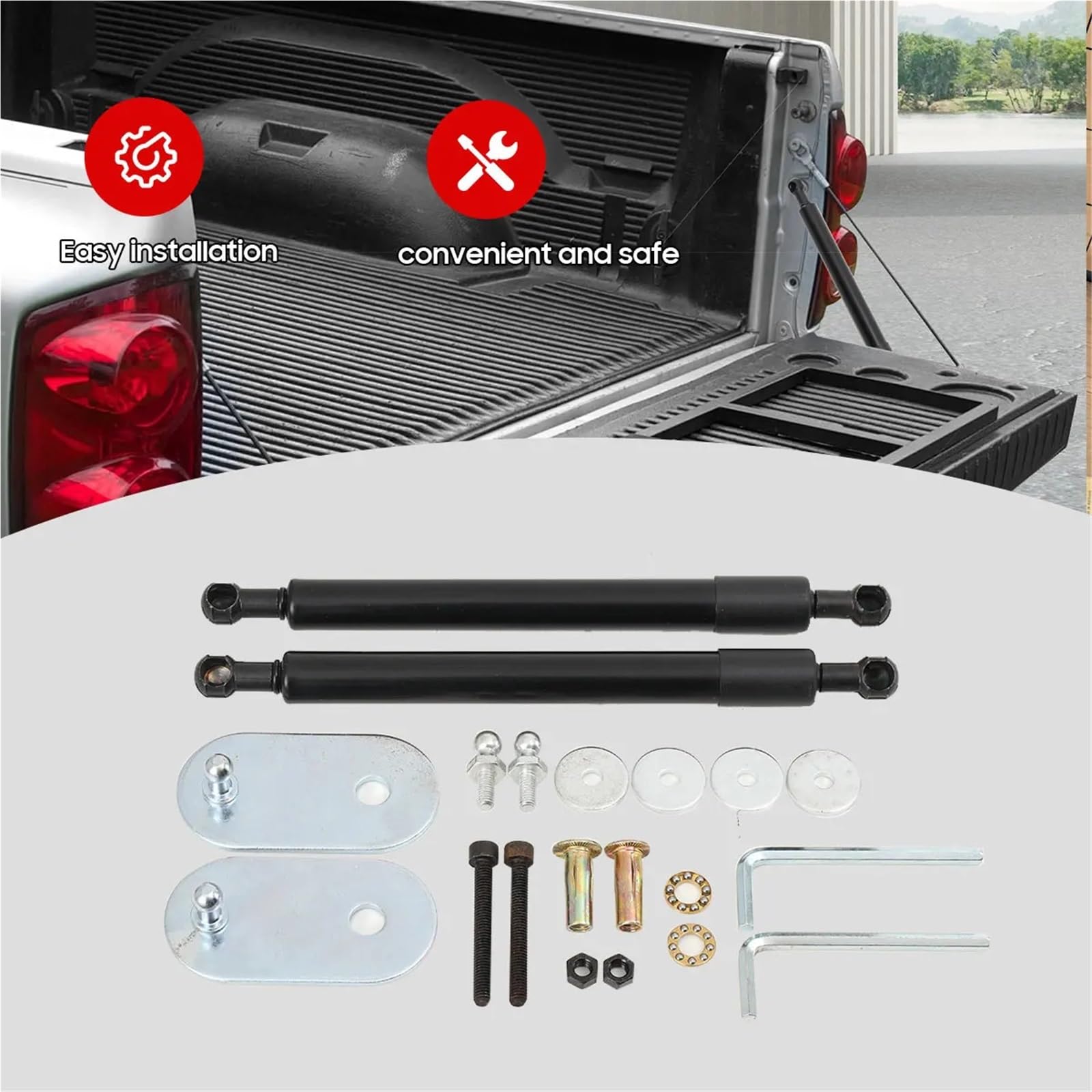 Amortyzator gazowy sprężyna gazowa 2 szt. amortyzatorów gazowych podnoszących tylną klapę bagażnika, pasujących do Dodge Ram 1500 2500 3500 2002-2012